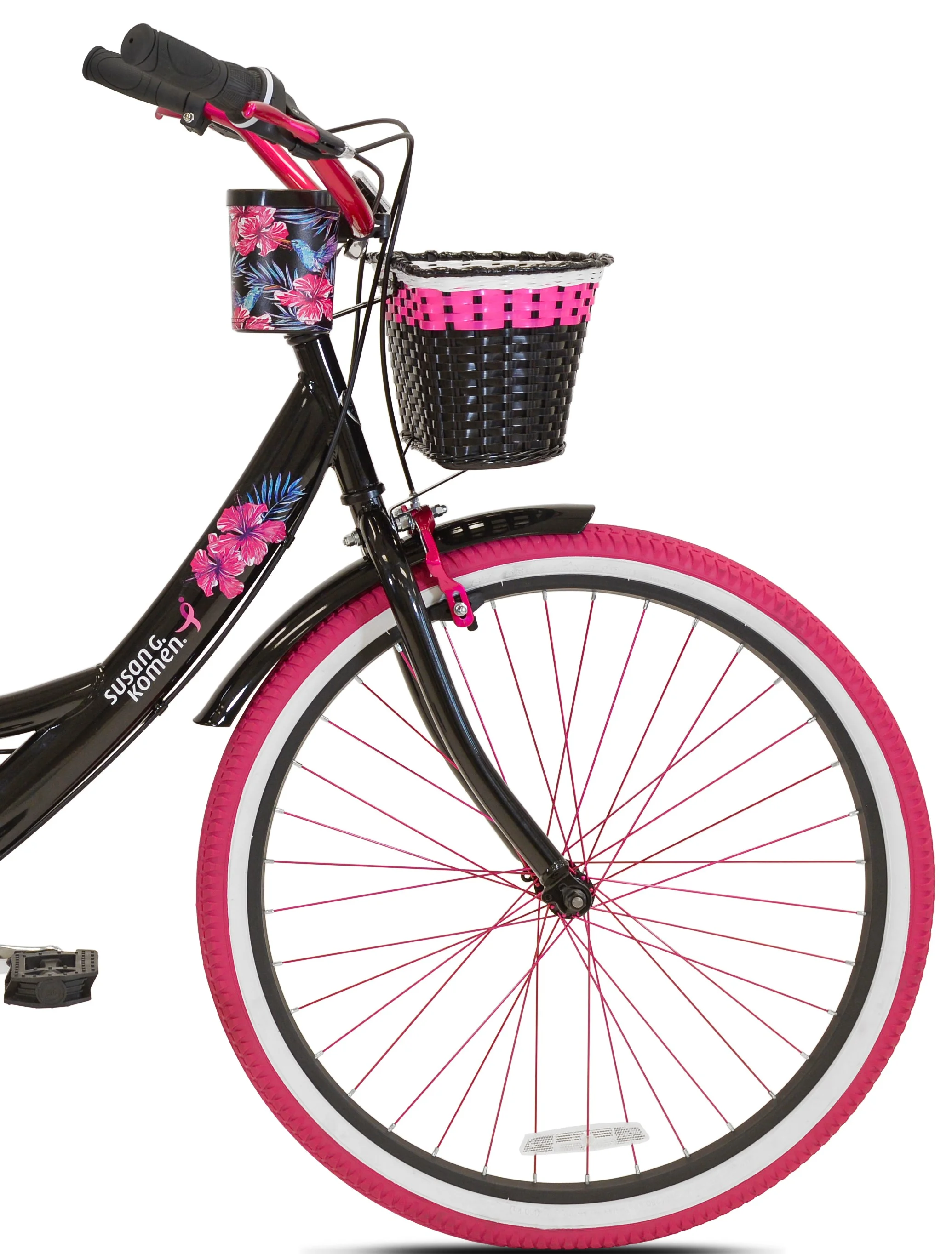 26" Cruiser Bike, Adult, Ages 12+, Black and Pink - Image 3