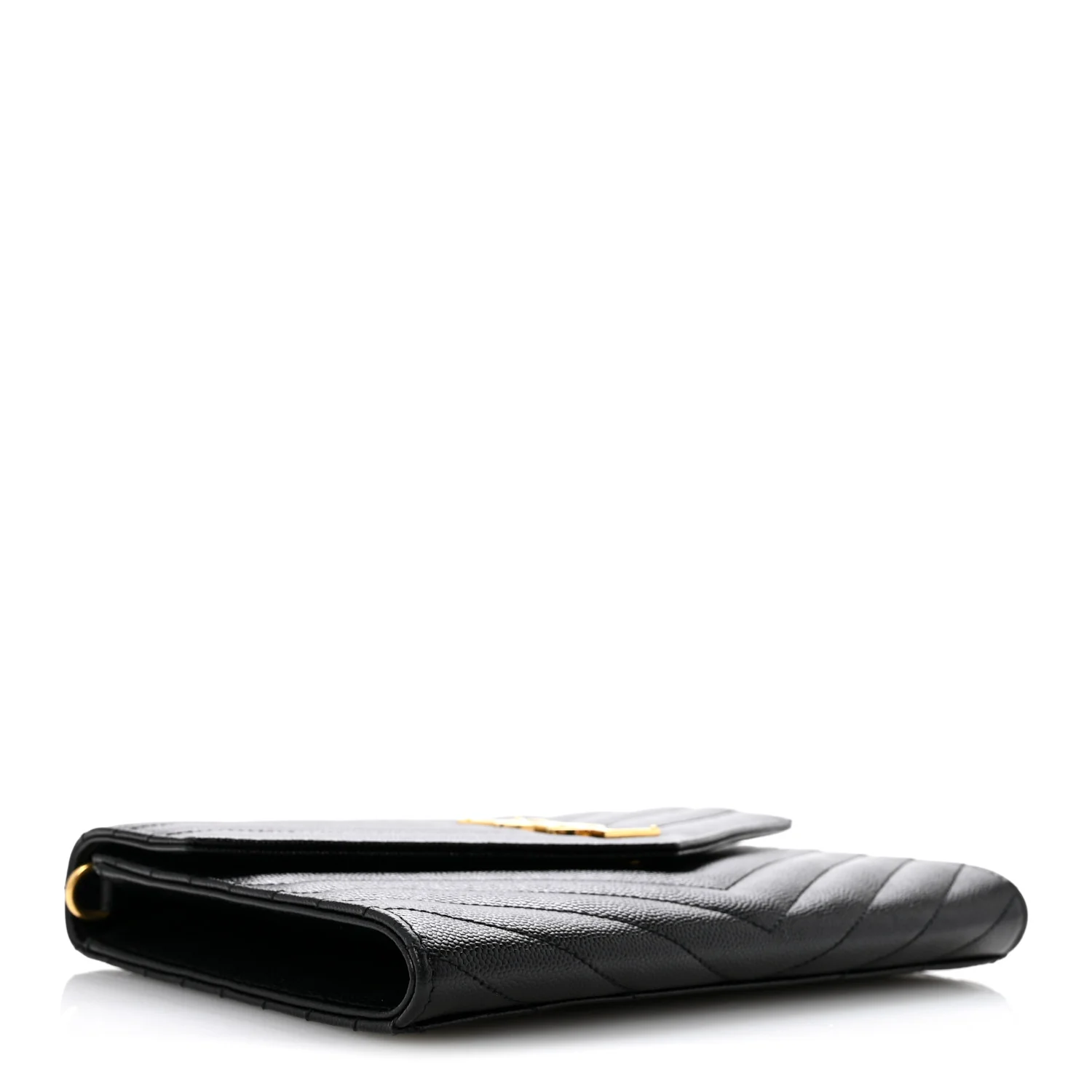 Grain De Poudre Matelasse Chevron Monogram Envelope Clutch Black