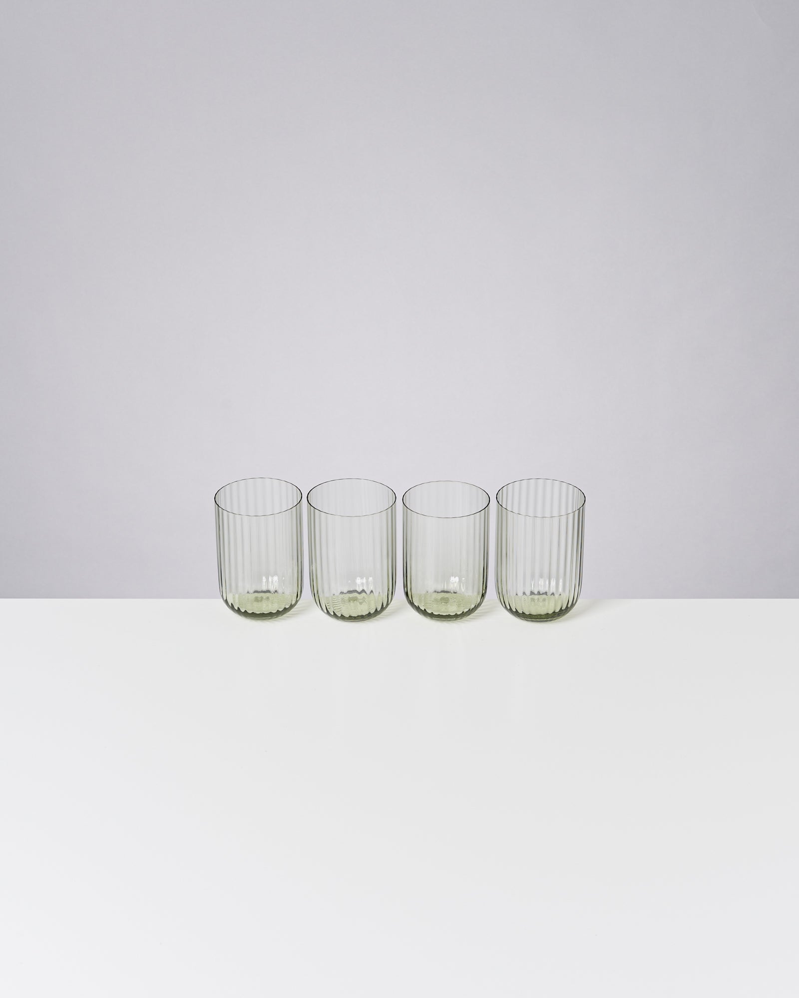 JOIA - SMALL GLASS RIFFLED EMERALD SET OF 4