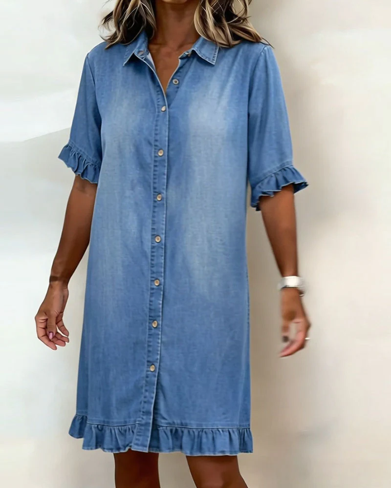 Louise | Robe en Denim Confortable avec Fronces Flatteuses