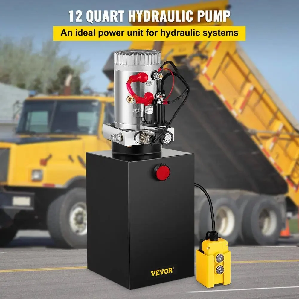12 qt. 12-VOLT 3200 PSI Hydraulic Power Pump Electric Dump Trailer Pump with Steel Reservoir for Car Lift