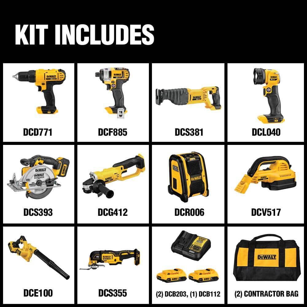 Kit combiné d'outils DEWALT 20V MAX 10 DCK1020D2 (2025)