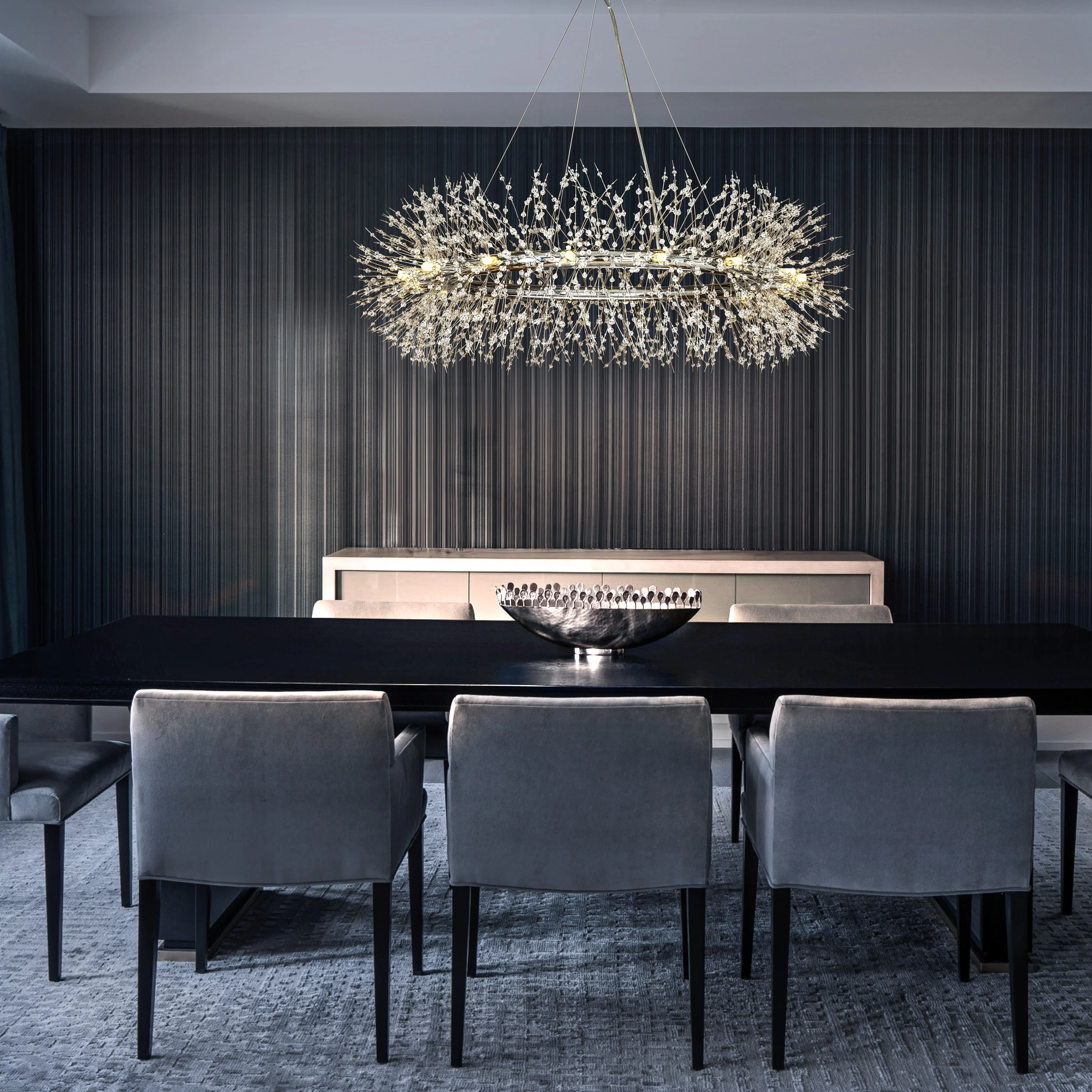 AloaDecor Modern Firework Crystal Chandelier for Dining Room and Living Room Antique Bronze 8 W 31.5" 13 to 24 Inches Bronze 25 to 36 Inches