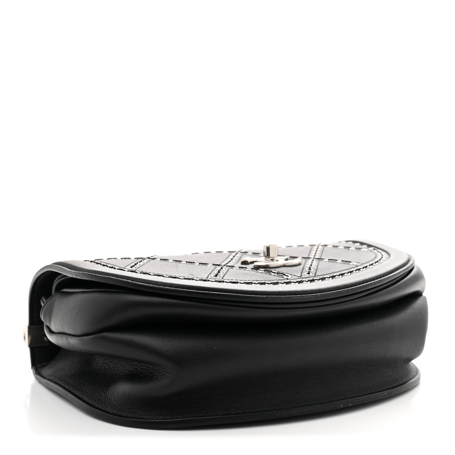 Calfskin Coco Eyelets Small Flap Bag Black