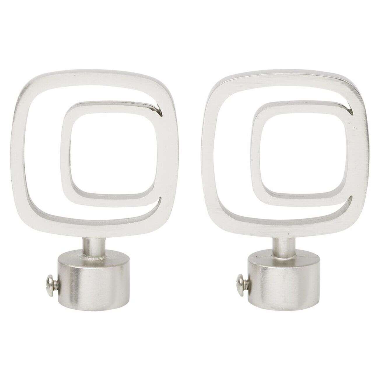 Embout tringle à rideau Ø20mm carré ajouré aluminium brossé x2