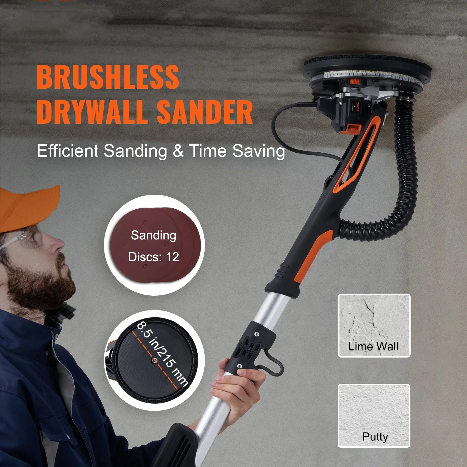Drywall Sander 800W Brushless Motor 1000-2300RPM Variable Speed