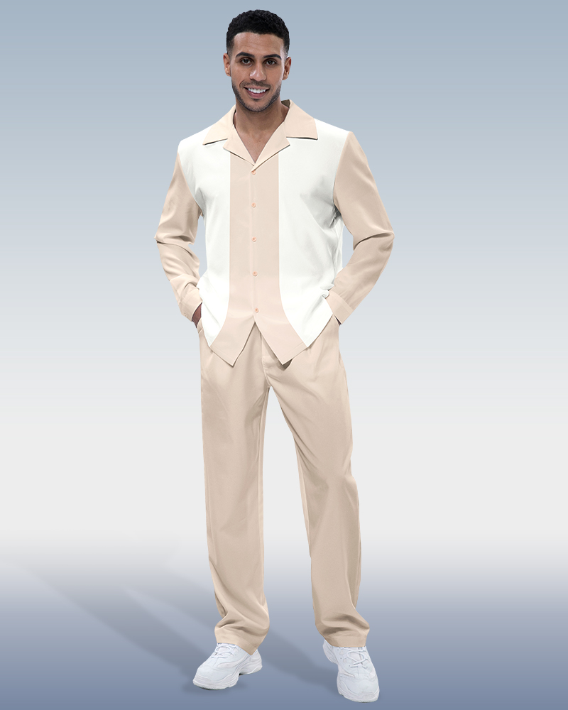 Costume de marche décontracté à manches longues pour homme Suitmens, color block