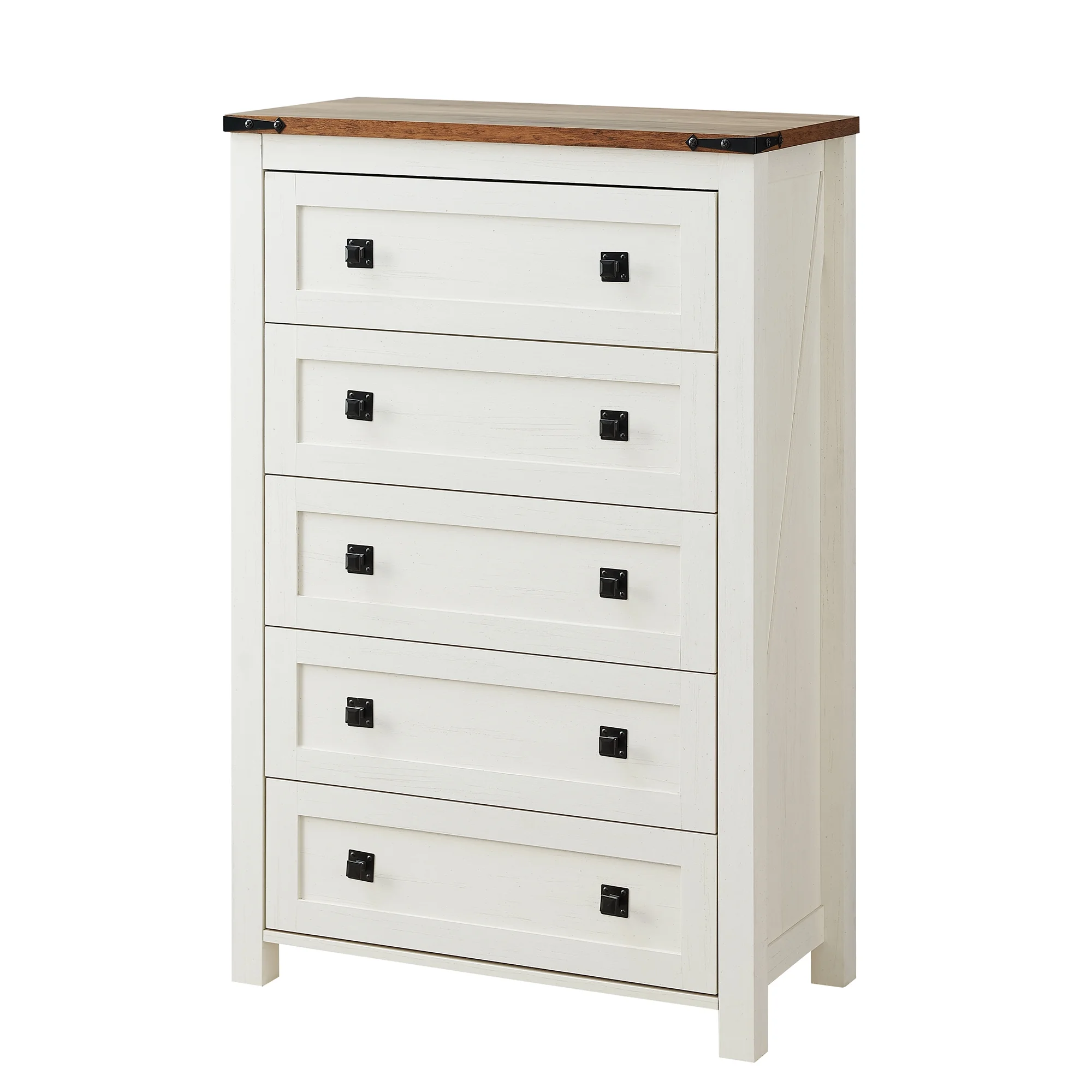 Farmhouse 5 Drawer Dresser for Bedroom, Chest of Drawers Wood Organizer for Living Room, Antique White(Antique White) - Image 10