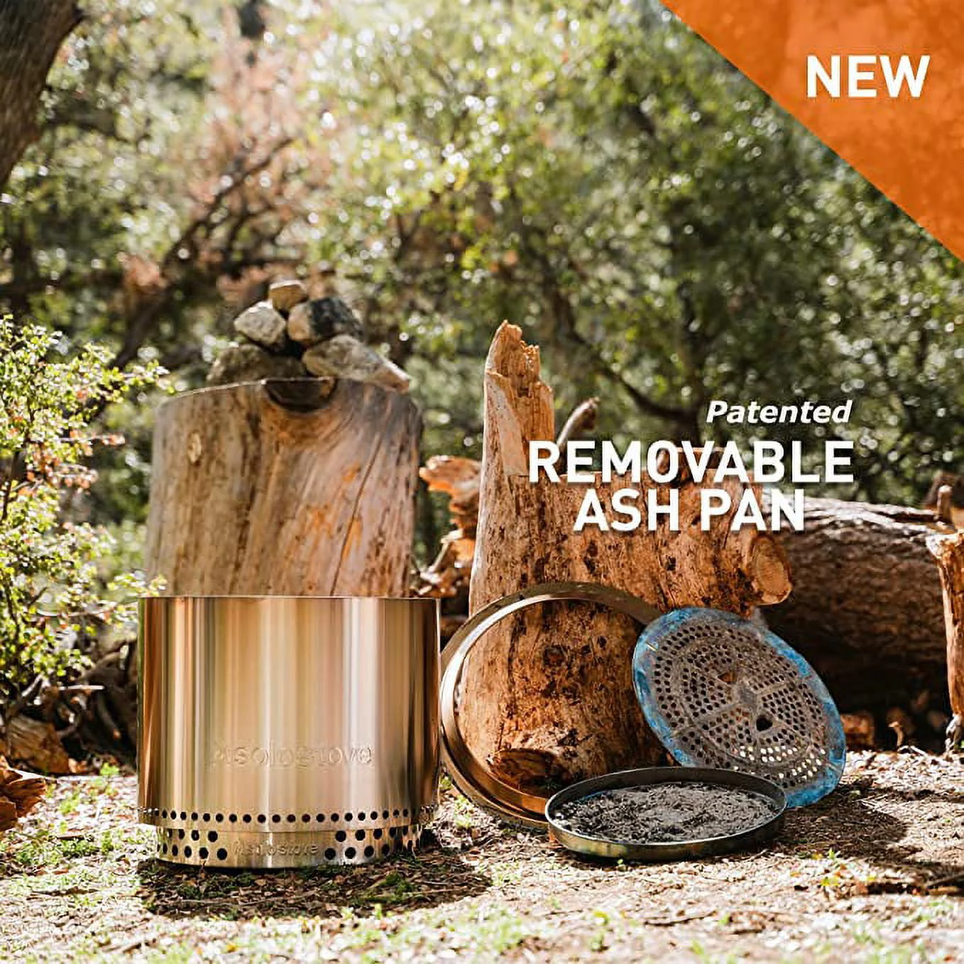 Solo Stove Bonfire 2.0 with Stand, Smokeless Fire Pit | Wood Burning Fireplaces W/ Removable Ash Pan, Portable Outdoor Firepit - for Camping, Stainless Steel, H: 16.75 in x Dia: 19.5 in, 25.1 lb