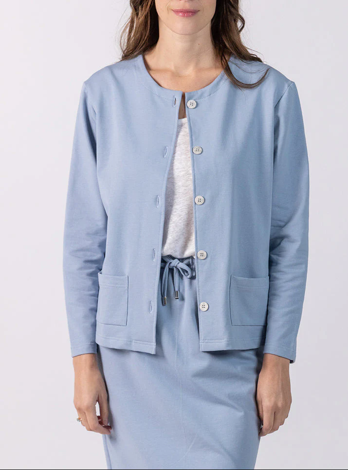 Veste femme en molleton coton bleu clair