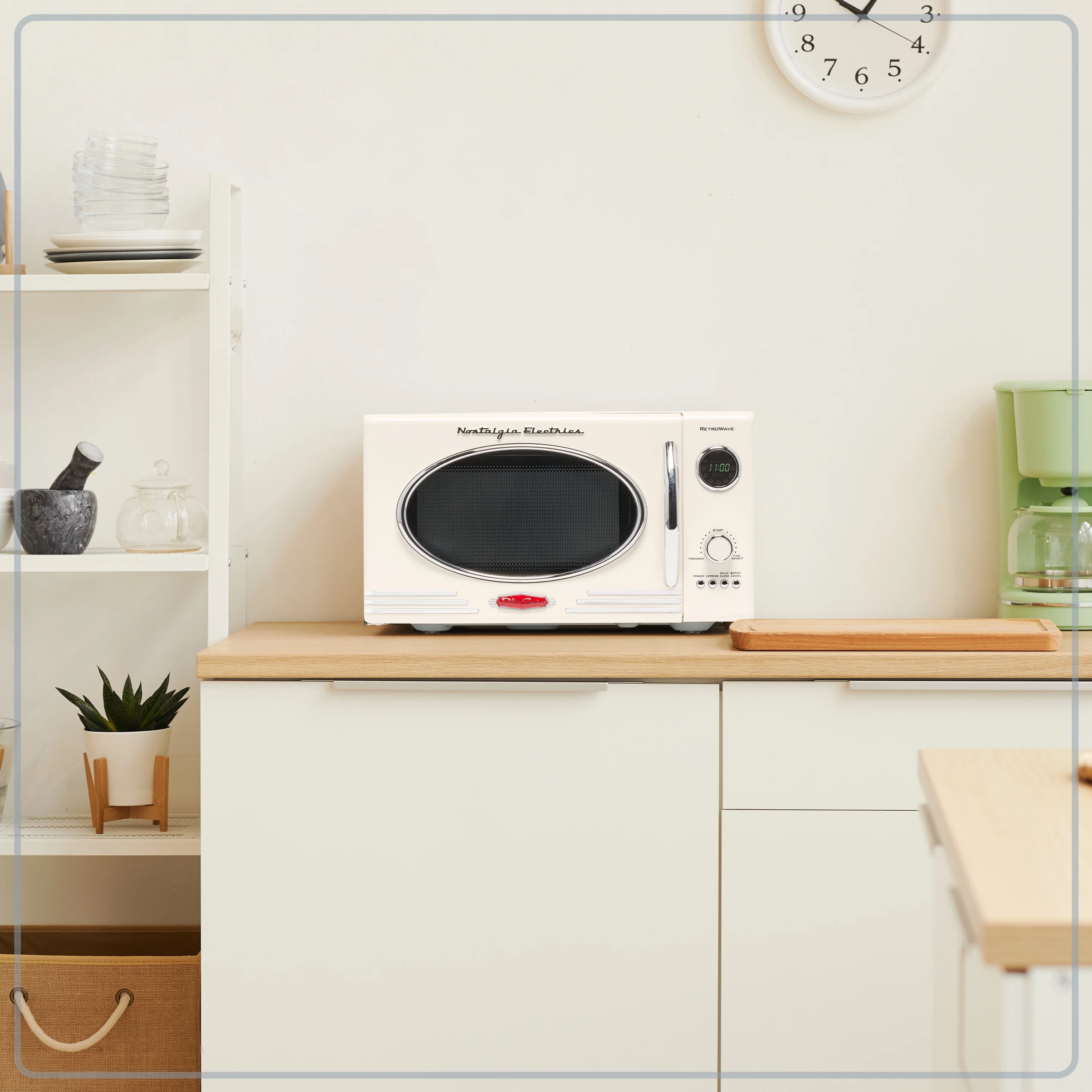 Retro Microwave for Countertop 0.9 cu ft Vintage Microwave, Ivory(Ivory) - Image 6