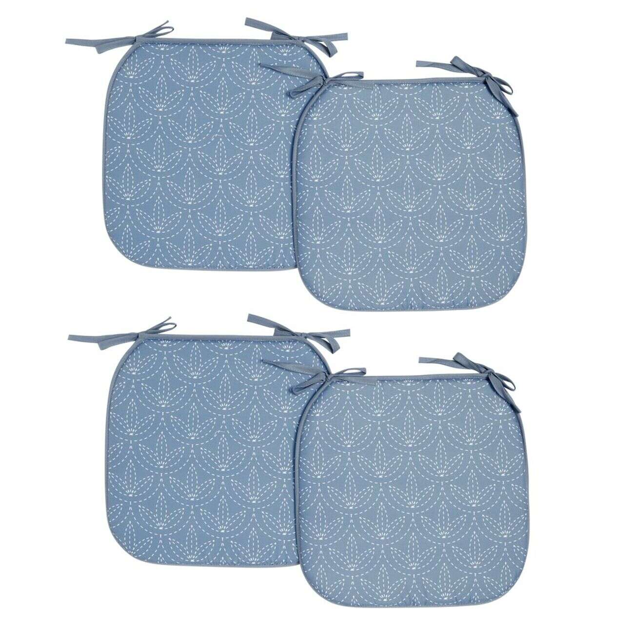 Galette de chaise carrée x4 avec motif 38x38cm (4 modèles)