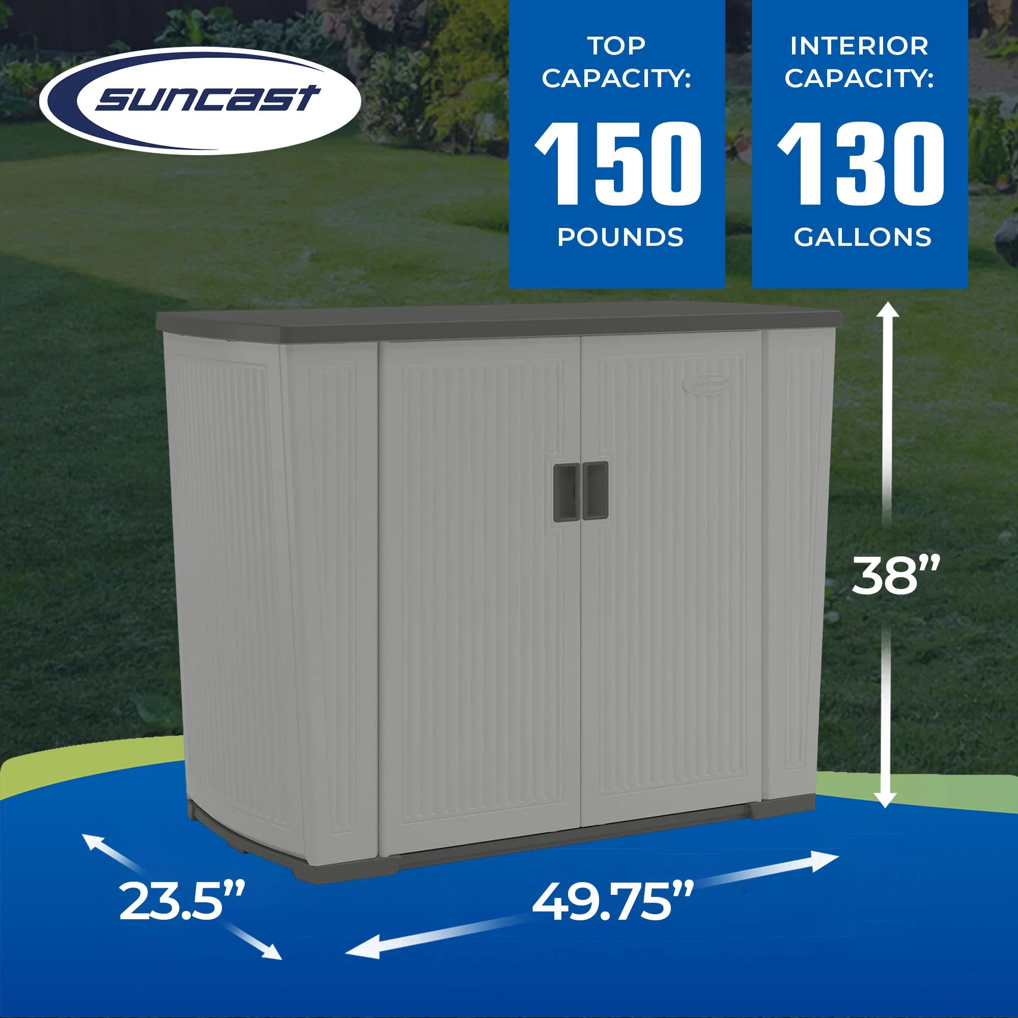 Backyard Oasis 130 Gallon Outdoor Storage Basic Unit, Dove Gray - Image 3
