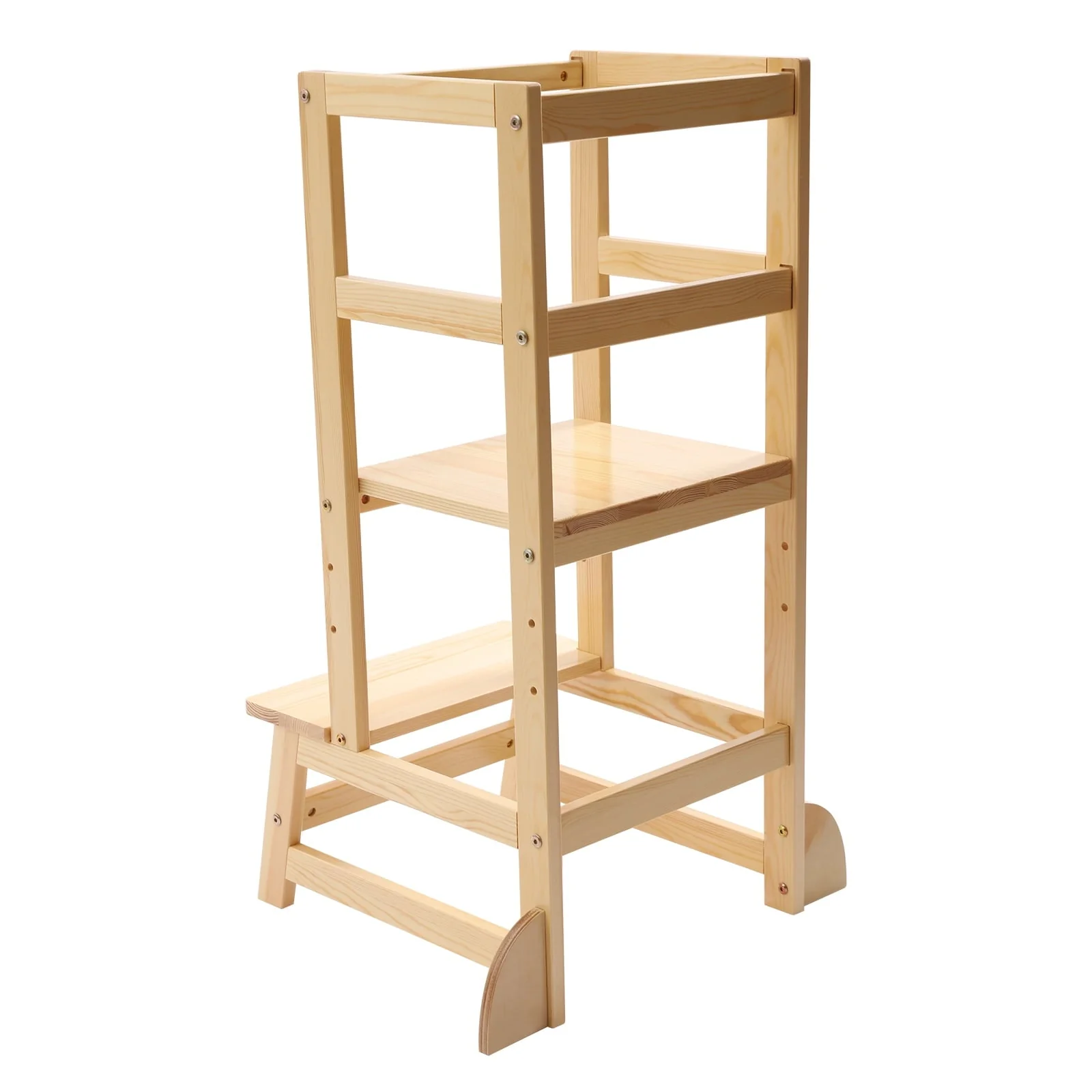 Kitchen Step Stool with Safety Rails Natural