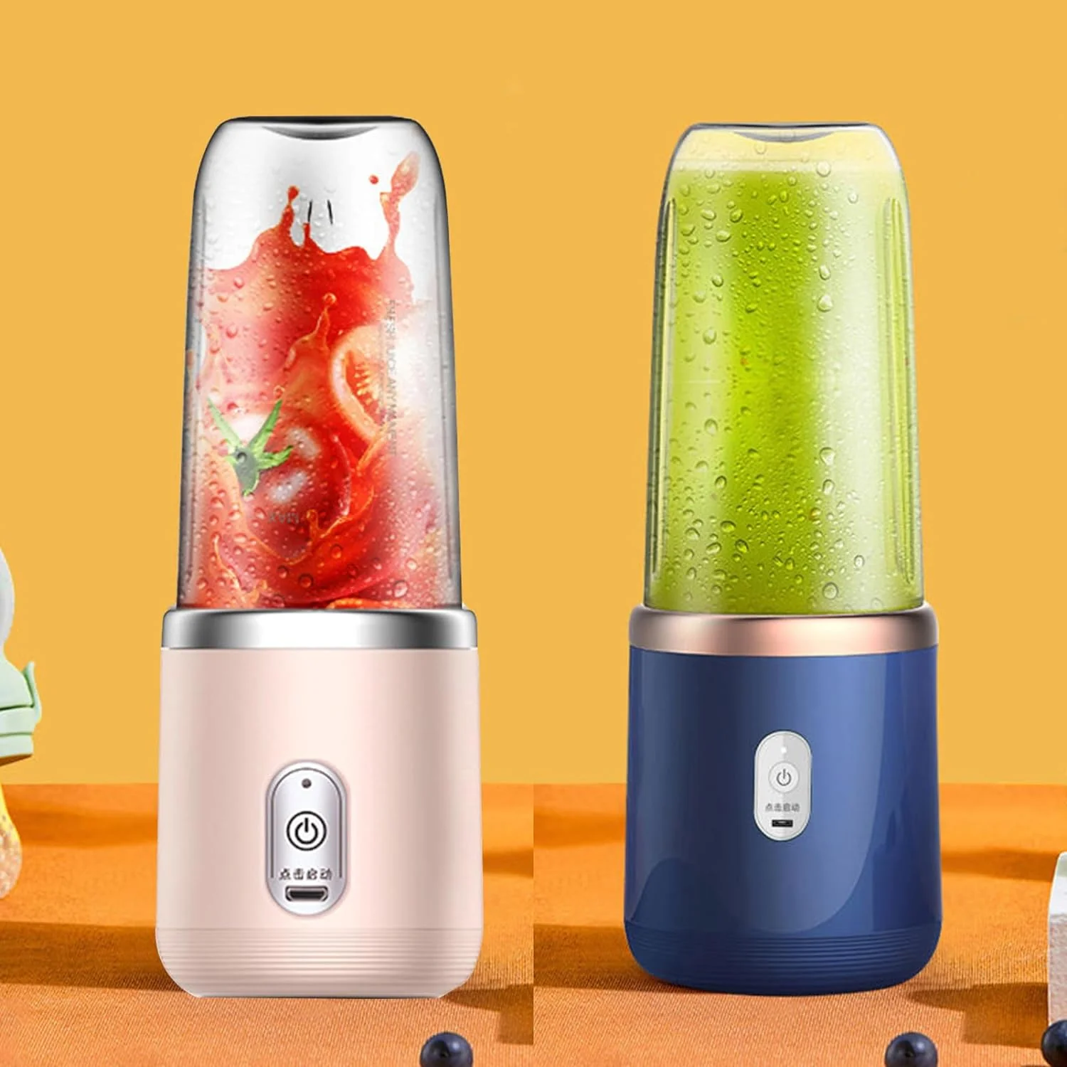 Portable 𝐵𝑙𝑒𝑛𝑑𝑒𝑟 for Shakes and 𝑆𝑚𝑜𝑜𝑡ℎ𝑖𝑒𝑠, Fruit Juicer USB Rechargeable With 6 Blades Handheld Blenders For Sports Travel And Outdoors Sports Travel, Perfect Home Gifts (Blue)