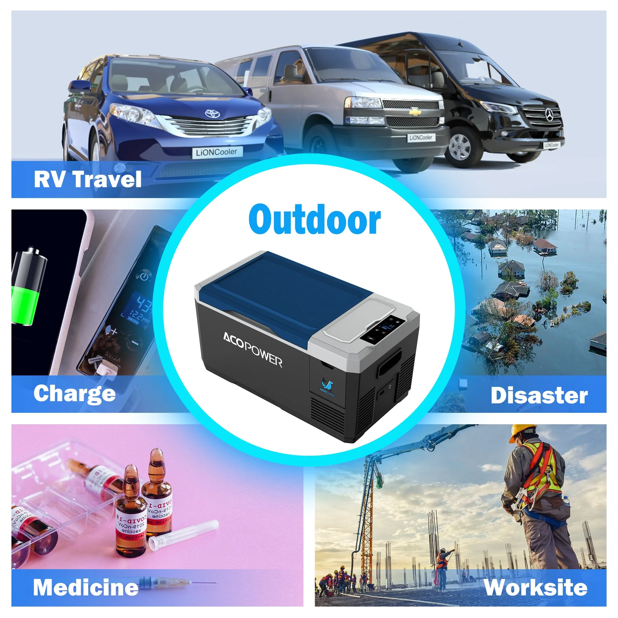 LiONCooler Mini Solar Powered Car Fridge Freezer, 19 Quarts