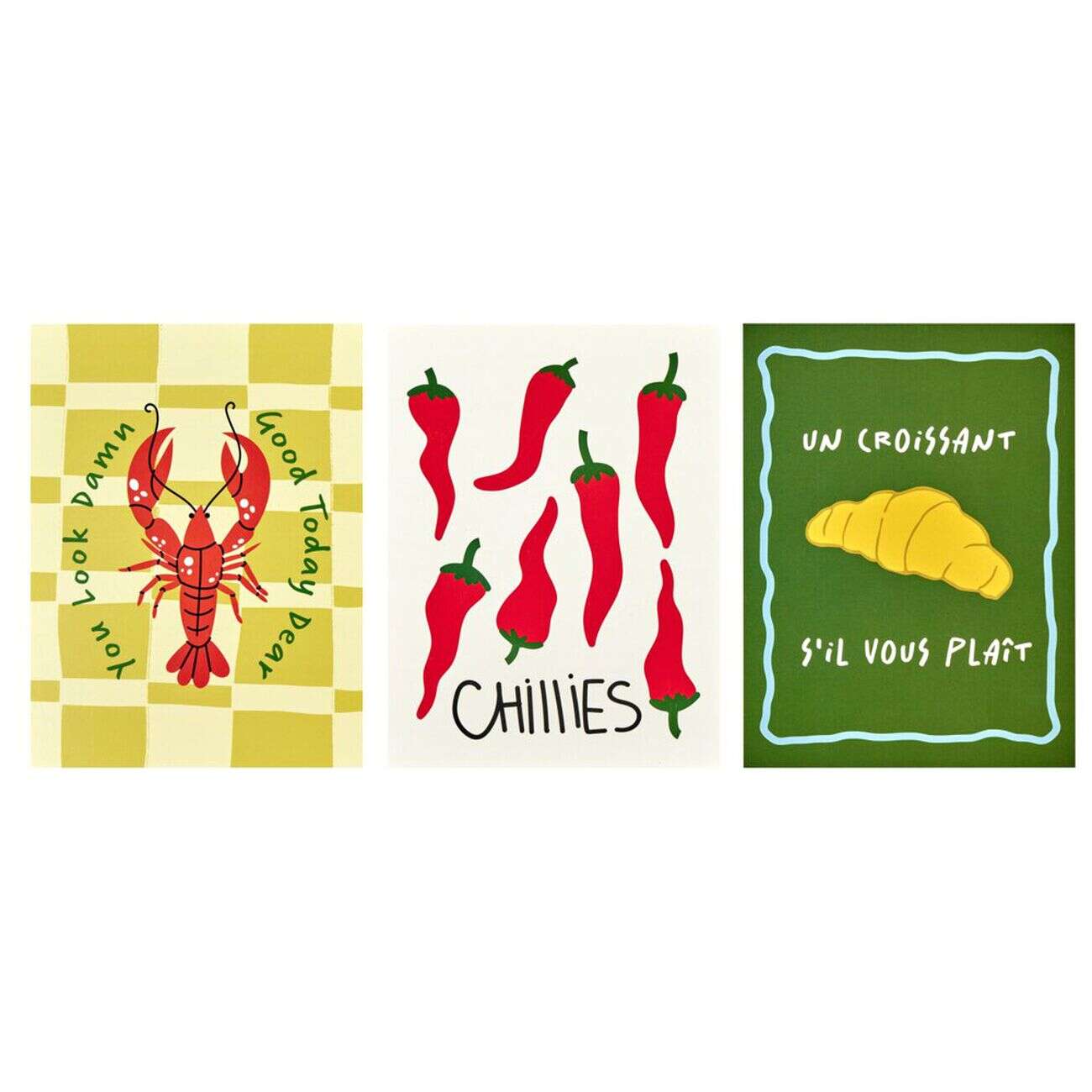 Affiche déco x3 papier thème cuisine 10x15cm (4 modèles)