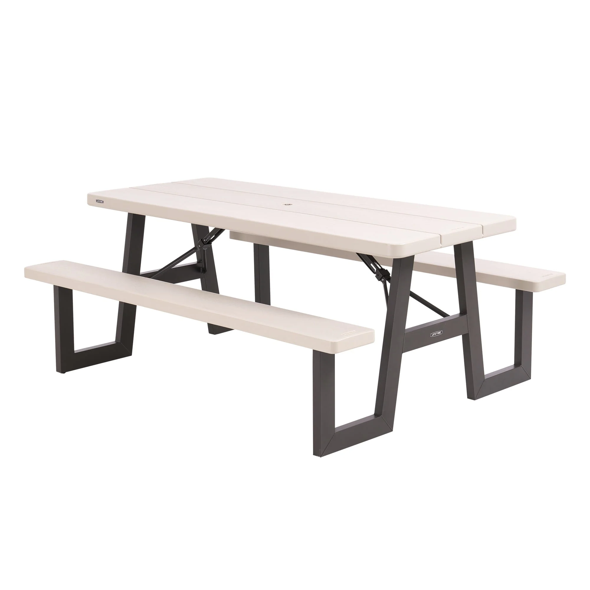 6 Foot W Frame Desert Sand HDPE Folding Picnic Table (60364)