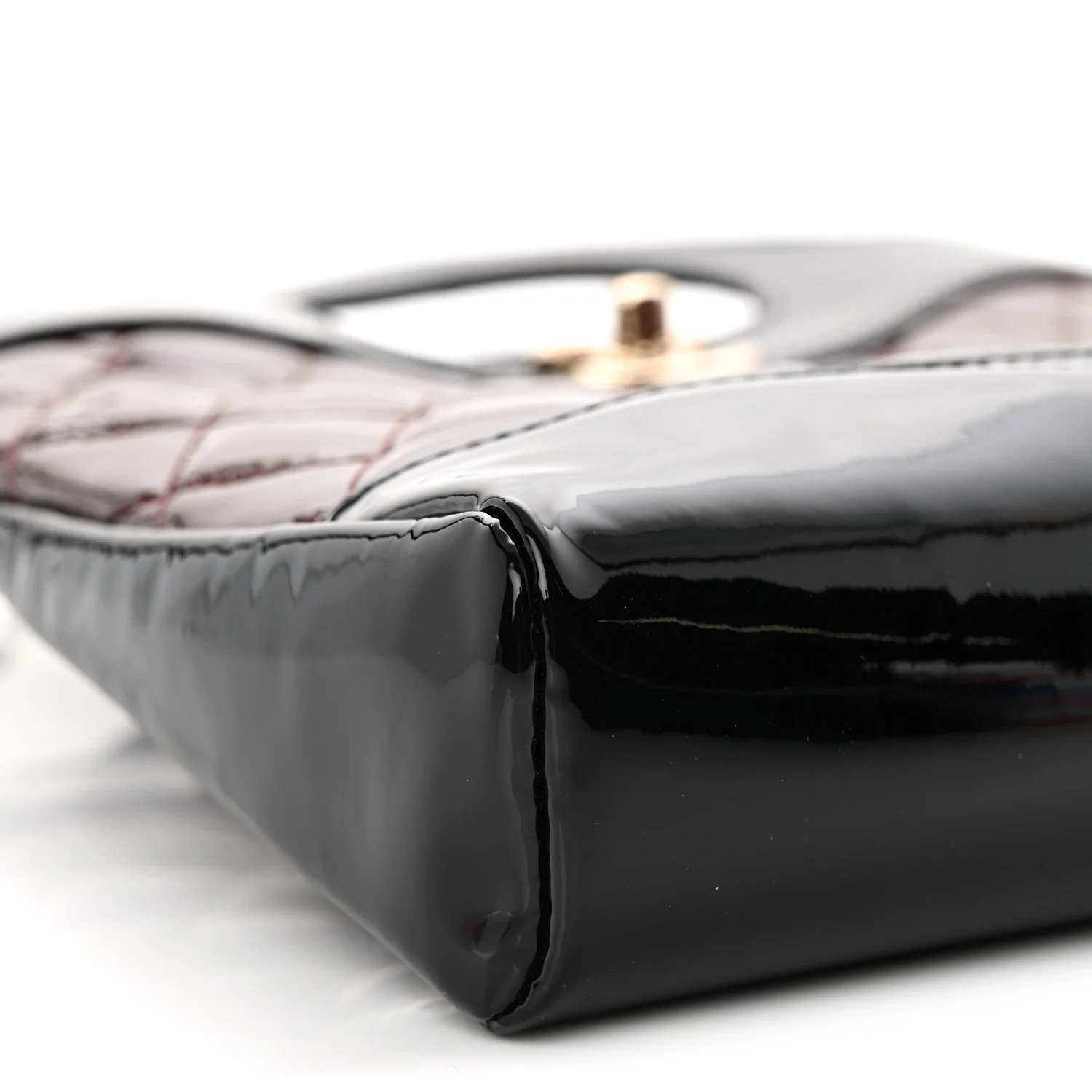Patent Calfskin Quilted Mini 31 Shopping Bag Burgundy Black