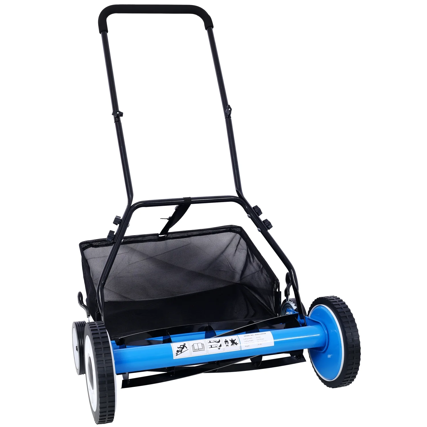 20 - Inch 5 - Blade Push Reel Lawn Mower with Grass Catcher 4 WHEELS BLUE COLOR