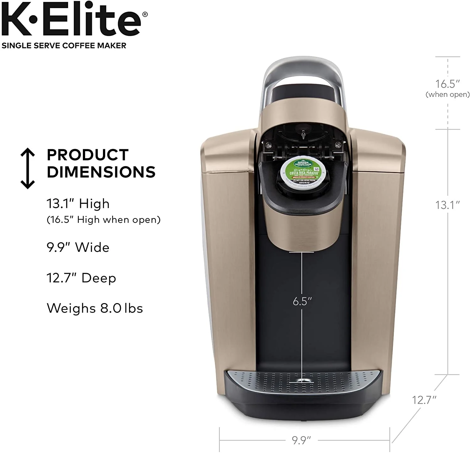 K-Elite Coffee Maker, Single Serve K-Cup Pod Coffee Brewer, With Iced Coffee Capability, Brushed Slate(Gray) - Image 9