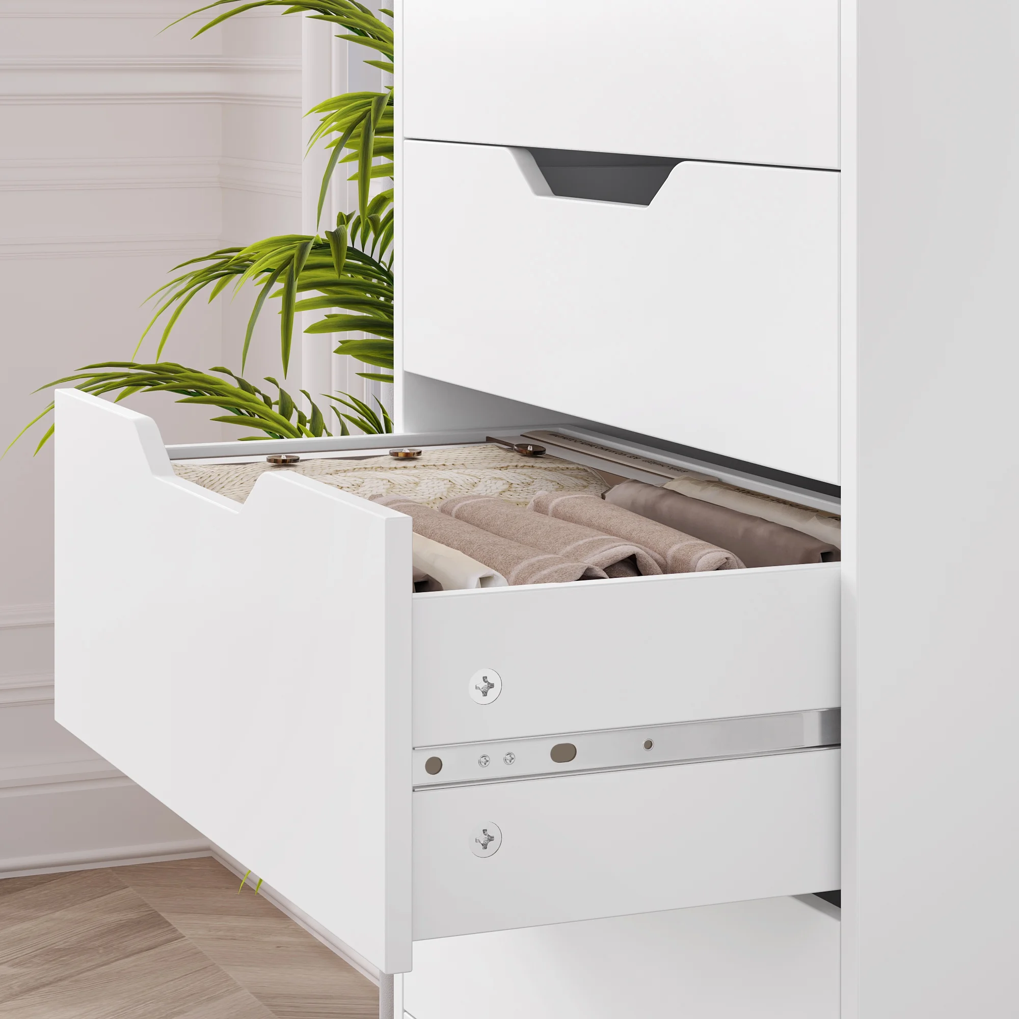 Vertical 8 Drawer Dresser, 44.5����H Modern Drawers Dresser for Bedroom Living Room, White - Image 7