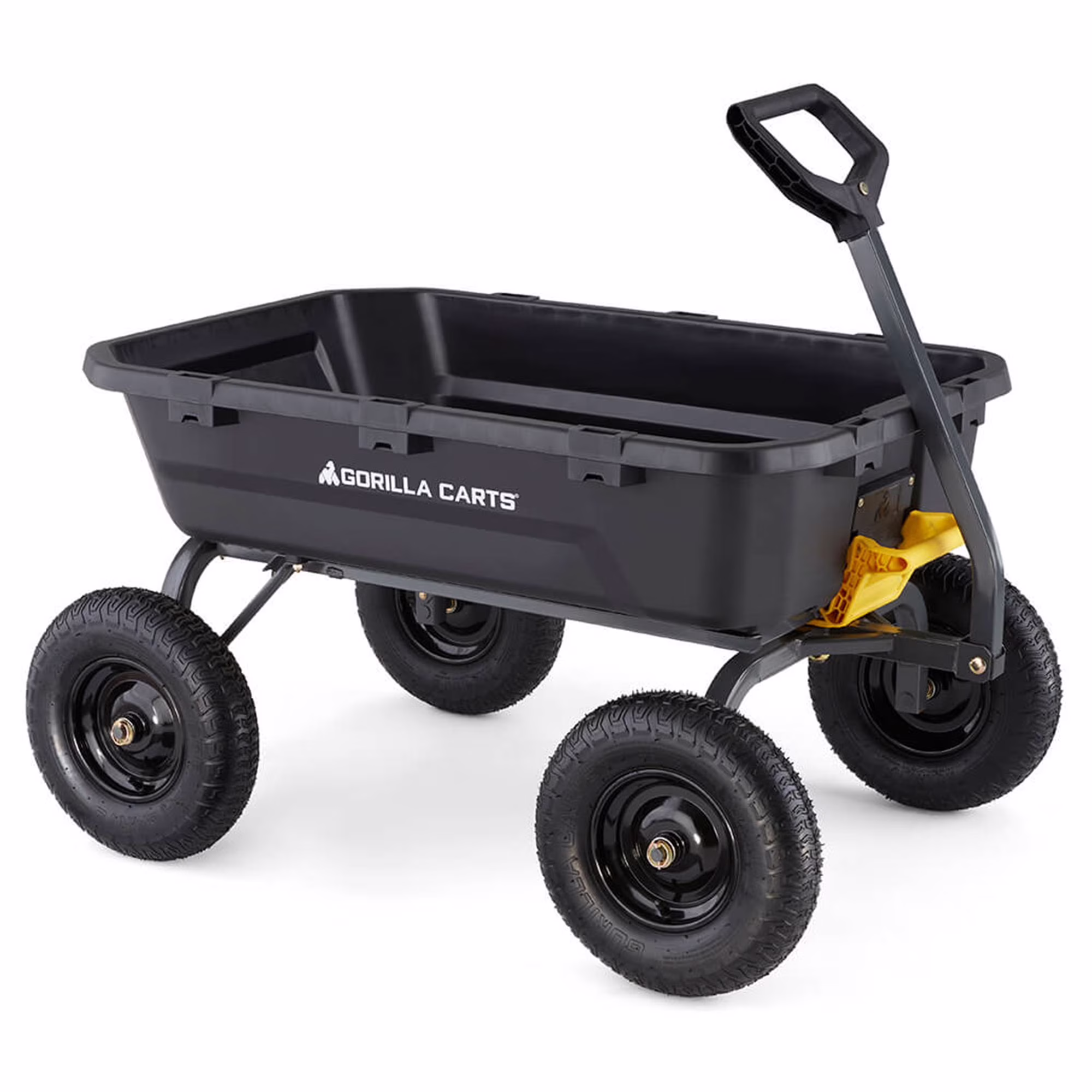 12 Cu Ft Poly Yard Dump Cart with Quick-Release, 1600 lb Capacity, Black