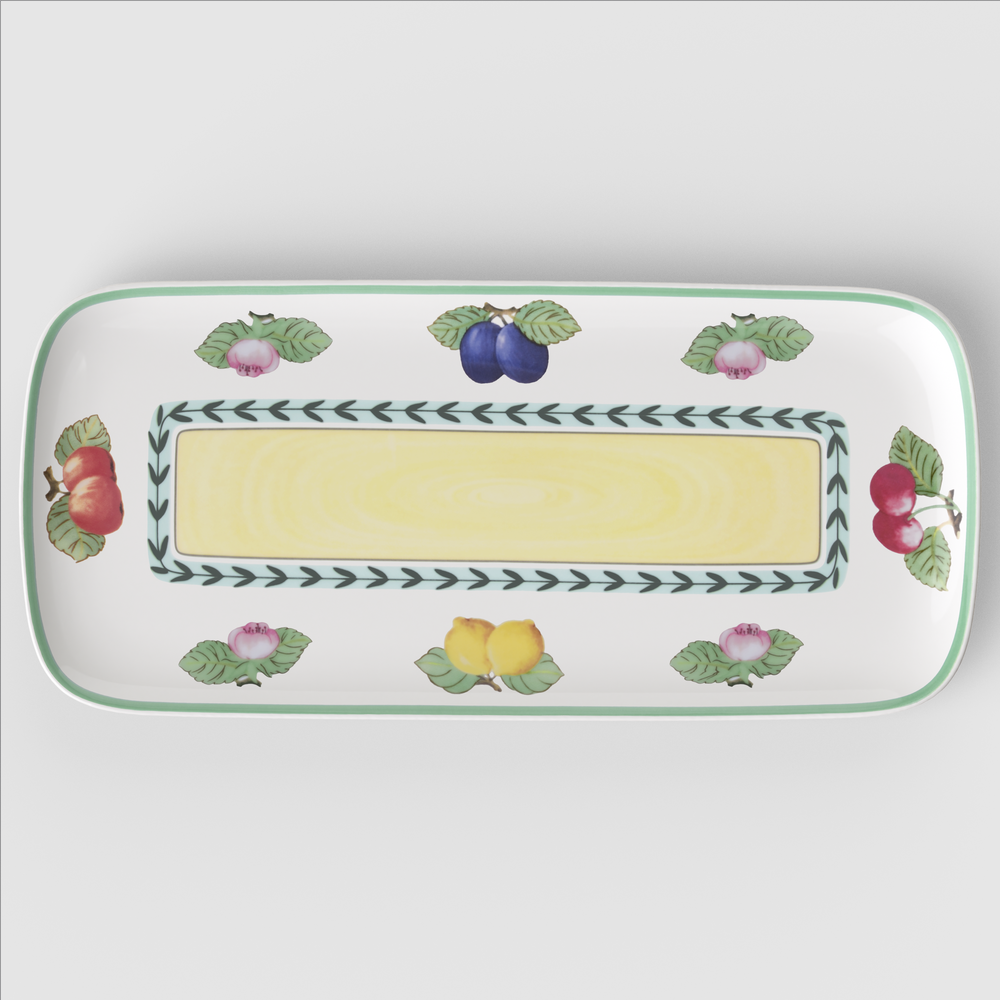 French Garden Serving Platter - Multi-colored, 13.6'' x 6.3'', Premium Porcelain