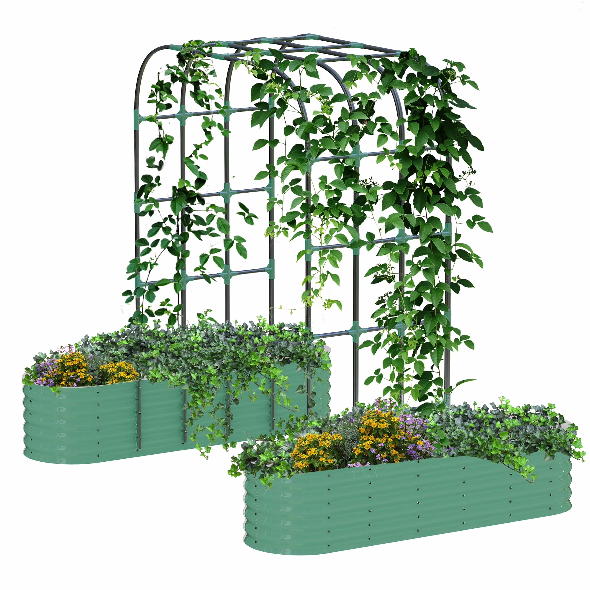 Riedhoff Raised Garden Bed with 95 H Tall Arch Trellis for Climbing Vegetables Flowers,Green