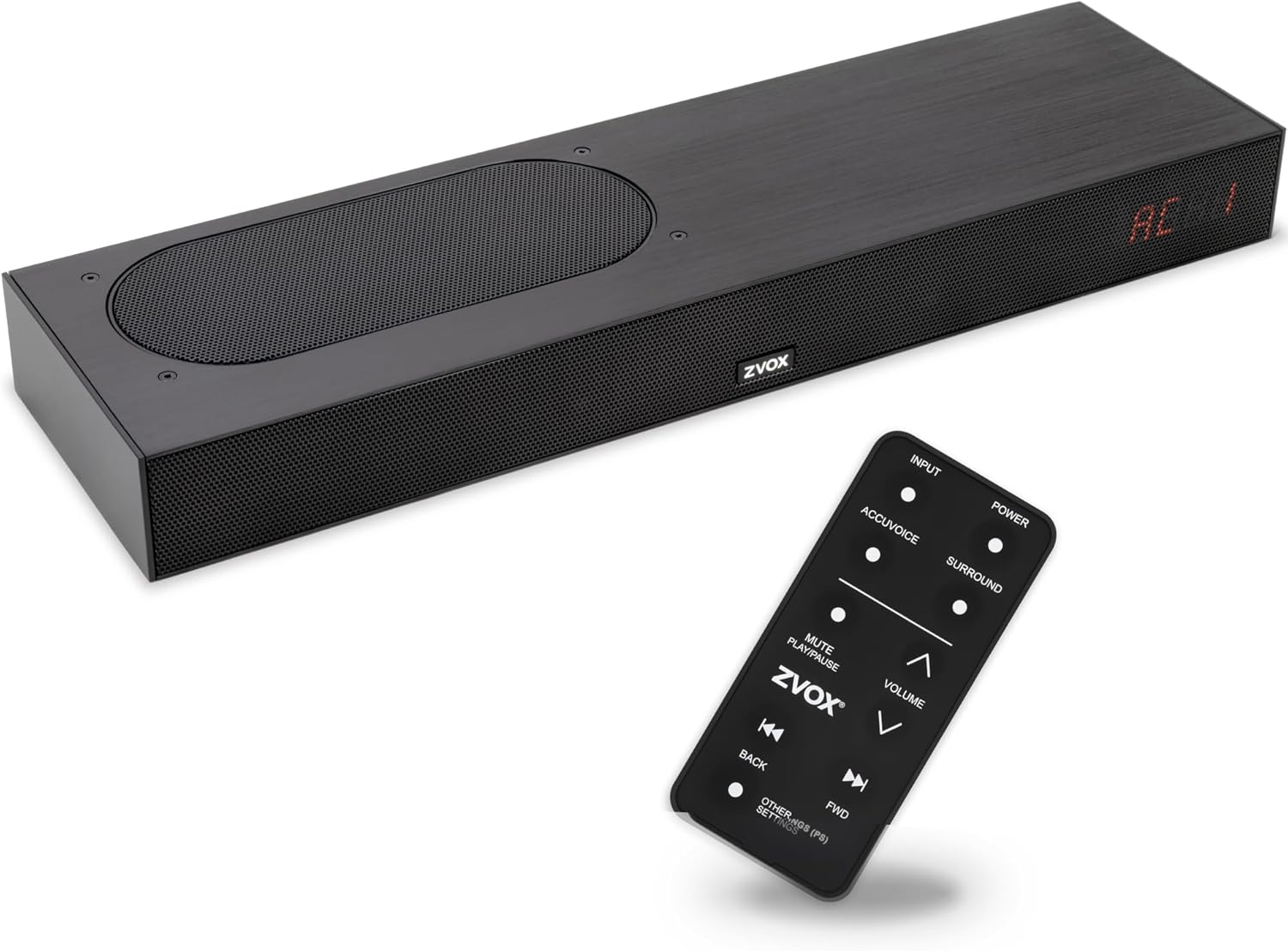 ZVOX AccuVoice AV835 Dialogue Clarifying Soundbar - Patented Hearing Technology with 20 Levels of Voice Boost  Dual Woofers  Low-Profile TV Speaker for Home Theater and Smart TV - Black
