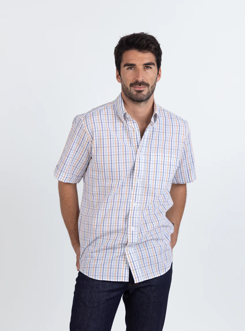 Chemise homme coton bleu horizon