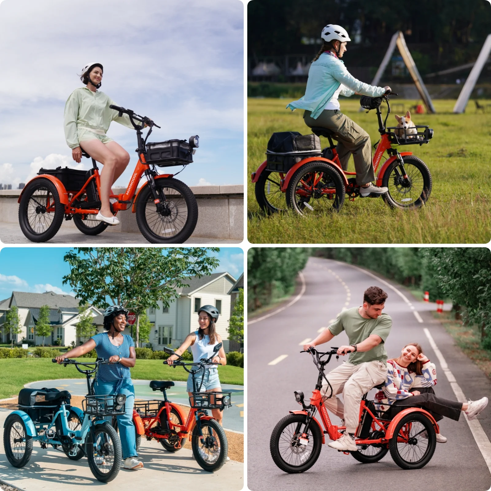 TK1 Folding Electric Tricycle for Adults,48V 14 5Ah Removable battery, 500W(Peak 1000w)Motor, 20" Fat Tire Step Thru 3Wheel Electric Bicycle w/FrontRear Baskets, Certified to UL 2849 by SGS(Orange) Image 4