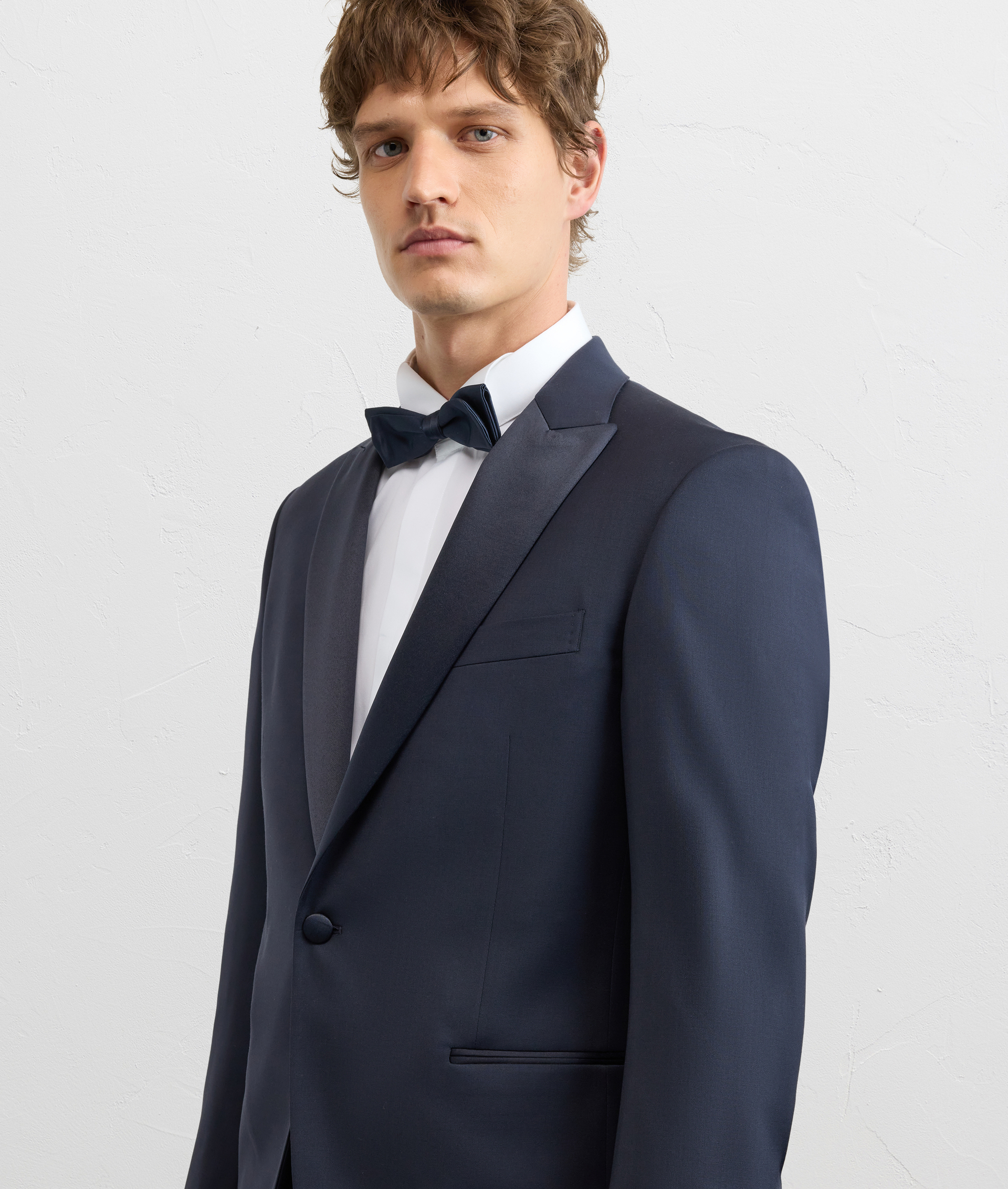 NAVY BLUE FULLY LINED STRETCH WOOL DRESS
