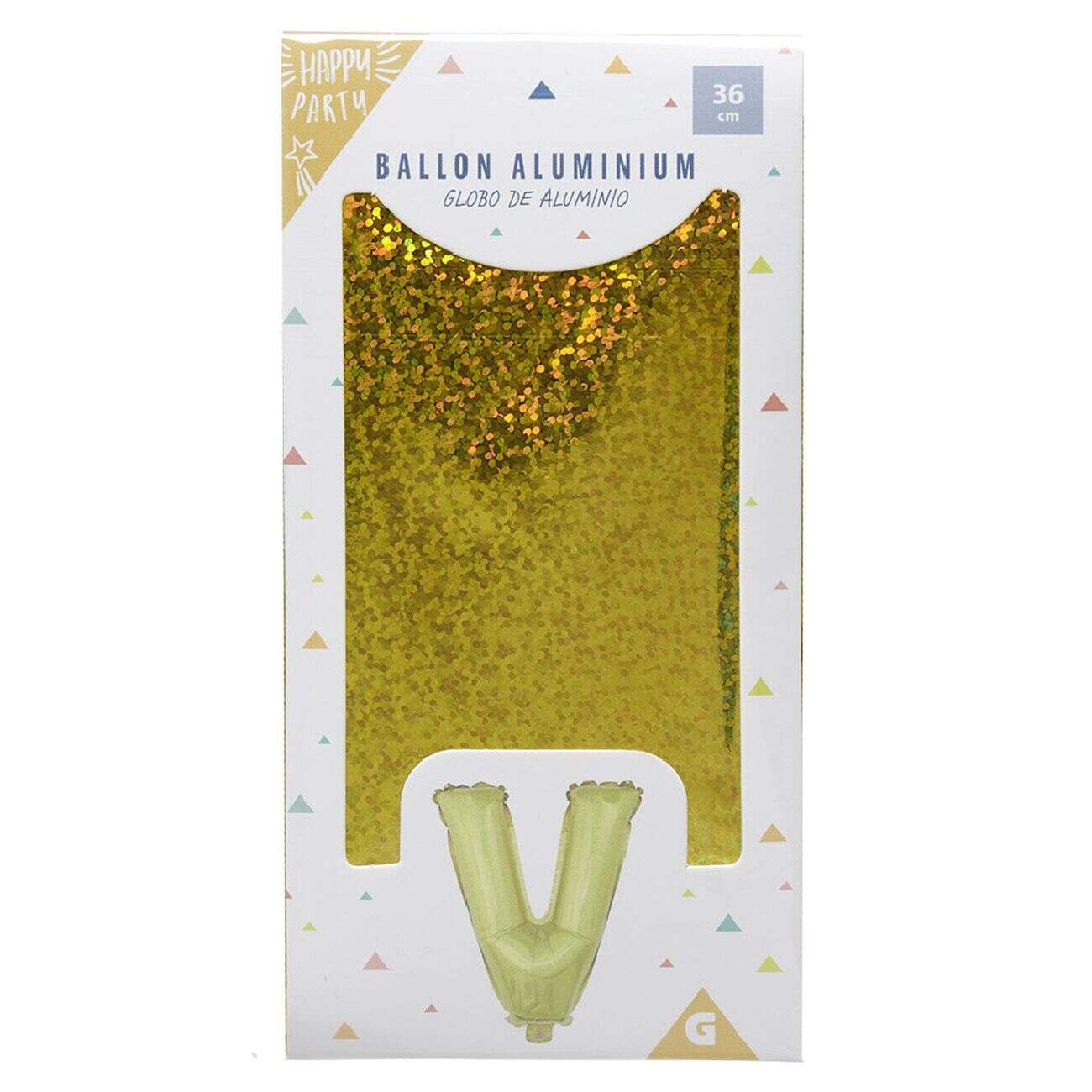 Ballon forme lettre V aluminium (2 modèles argenté ou doré)