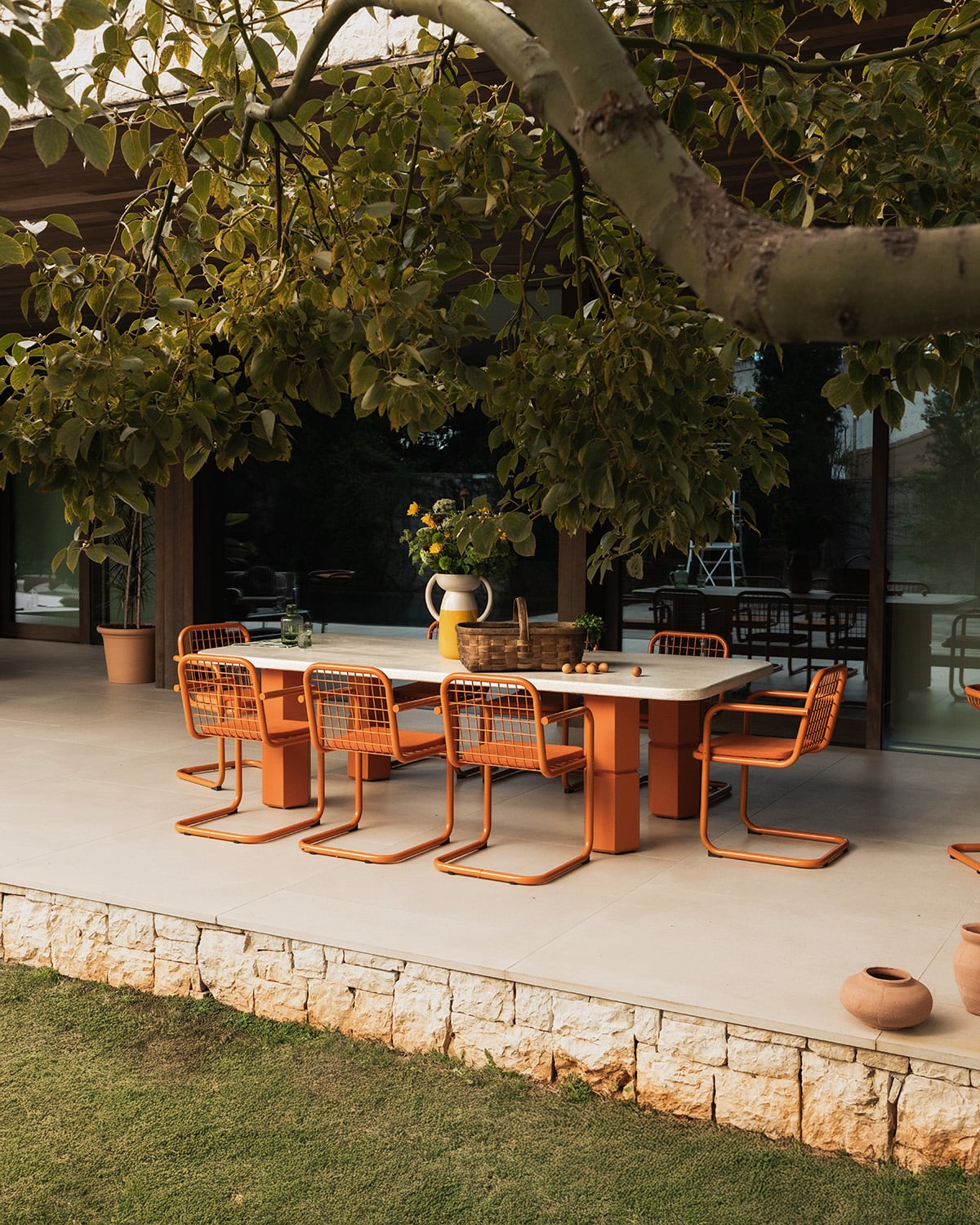 Ixiar - Mesa de Exterior Rectangular de Terrazo y Madera de Acacia (270x120 cm) Ixiar