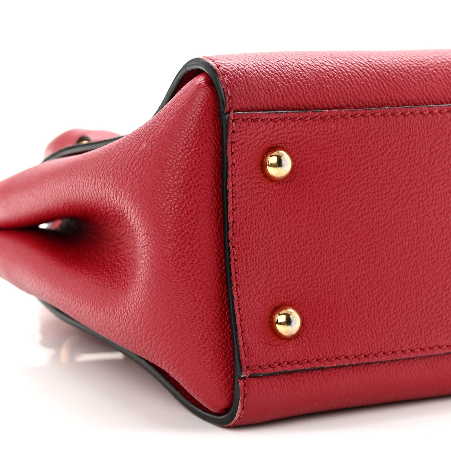 Soft Grain Calfskin Small Buckle Tote Parade Red