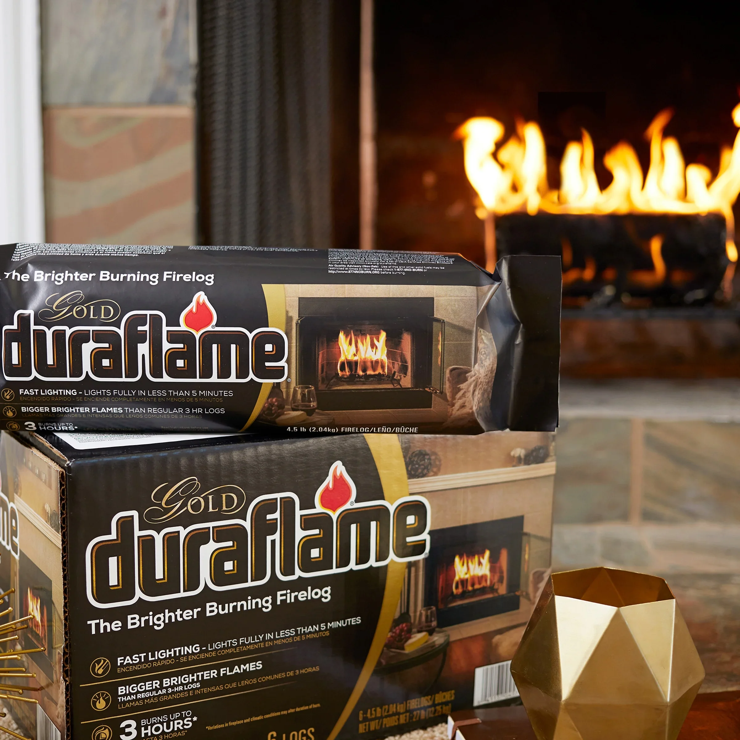 Gold Ultra Premium 4.5lb Firelogs, 6-Pack Case, 3 Hour Burn