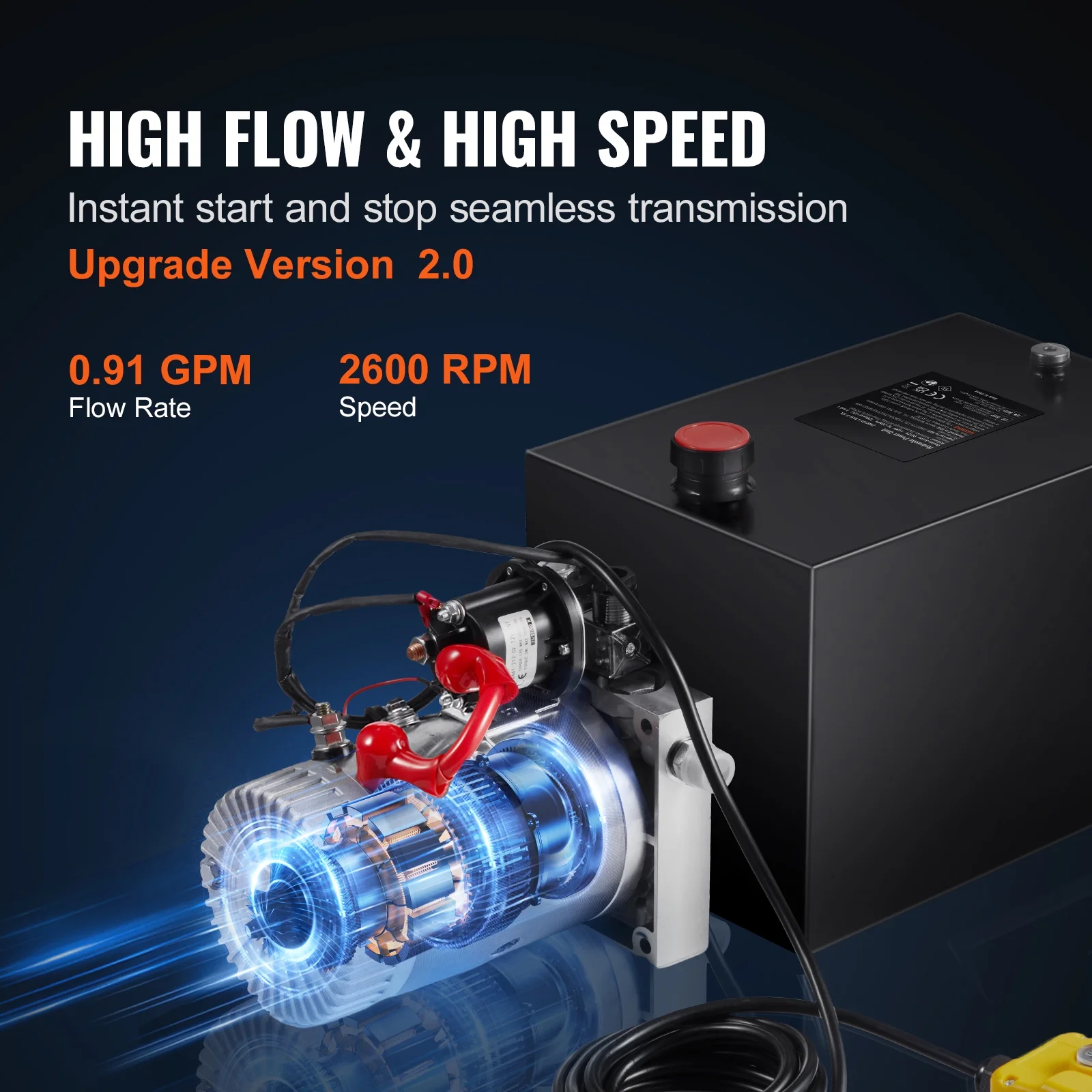 Hydraulic Pump, 20 Qt Power Unit, Single Acting for Dump Trailers, 0.91 GPM, 3200 PSI, 12V DC for Car Lifts - Image 6
