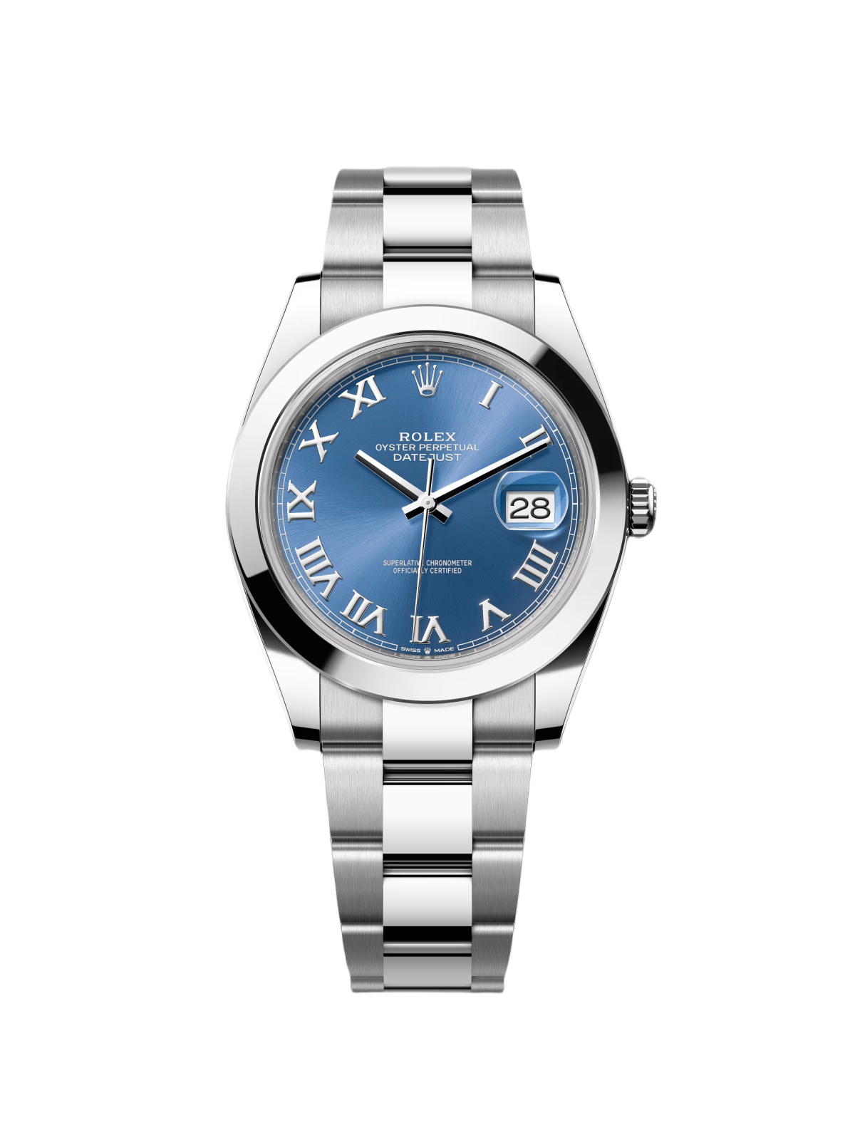 【Super Clone】RLX Datejust 41mm 126300 Blue Roman Oyster Stainless Steel Watch