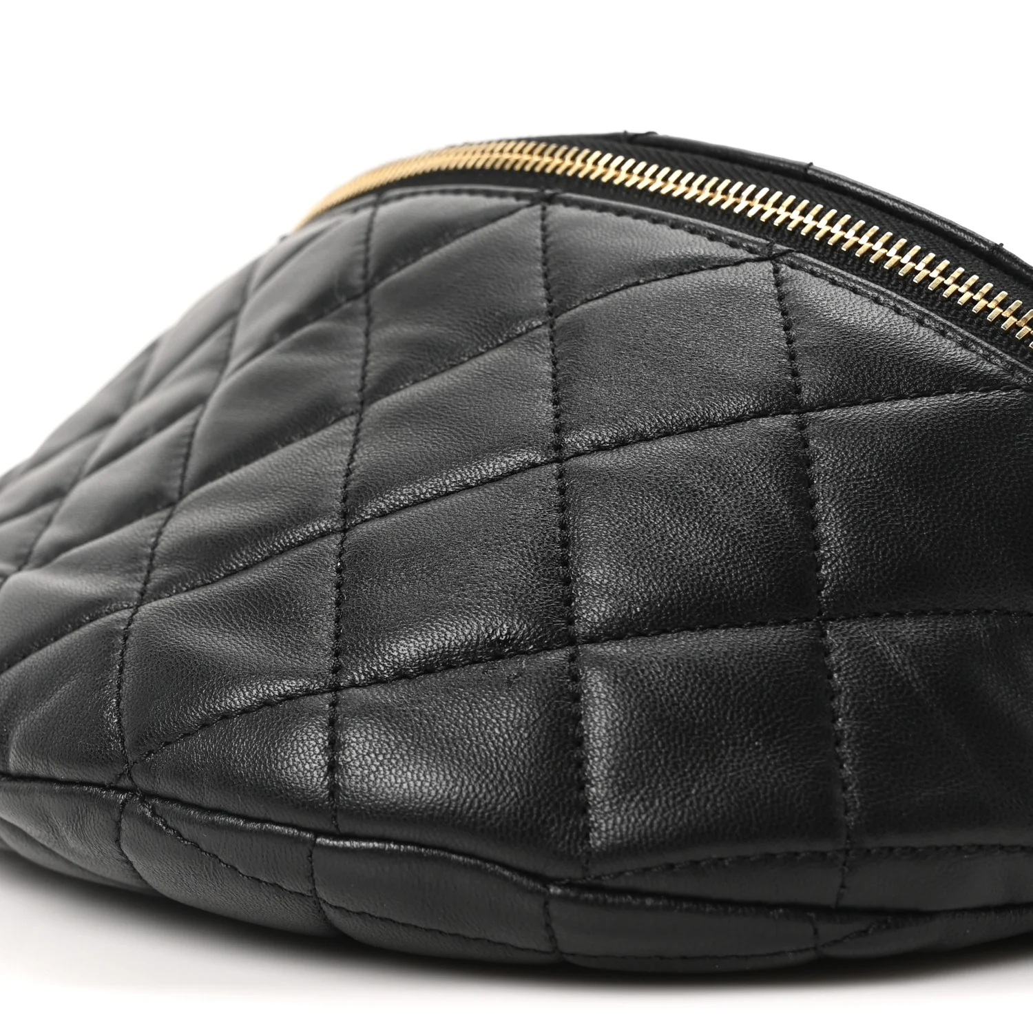 Lambskin Pearl Quilted CC Belt Bag Black