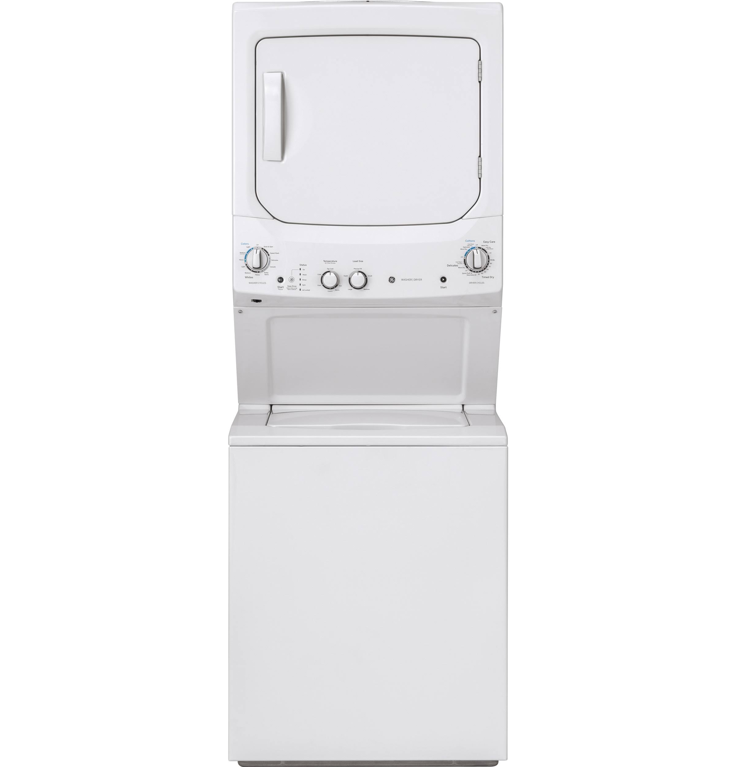 GE Unitized Spacemaker 3.8 Cu. ft. Capacity Washer with Stainless Steel Basket and 5.9 Cu. ft. Capacity Gas Dryer