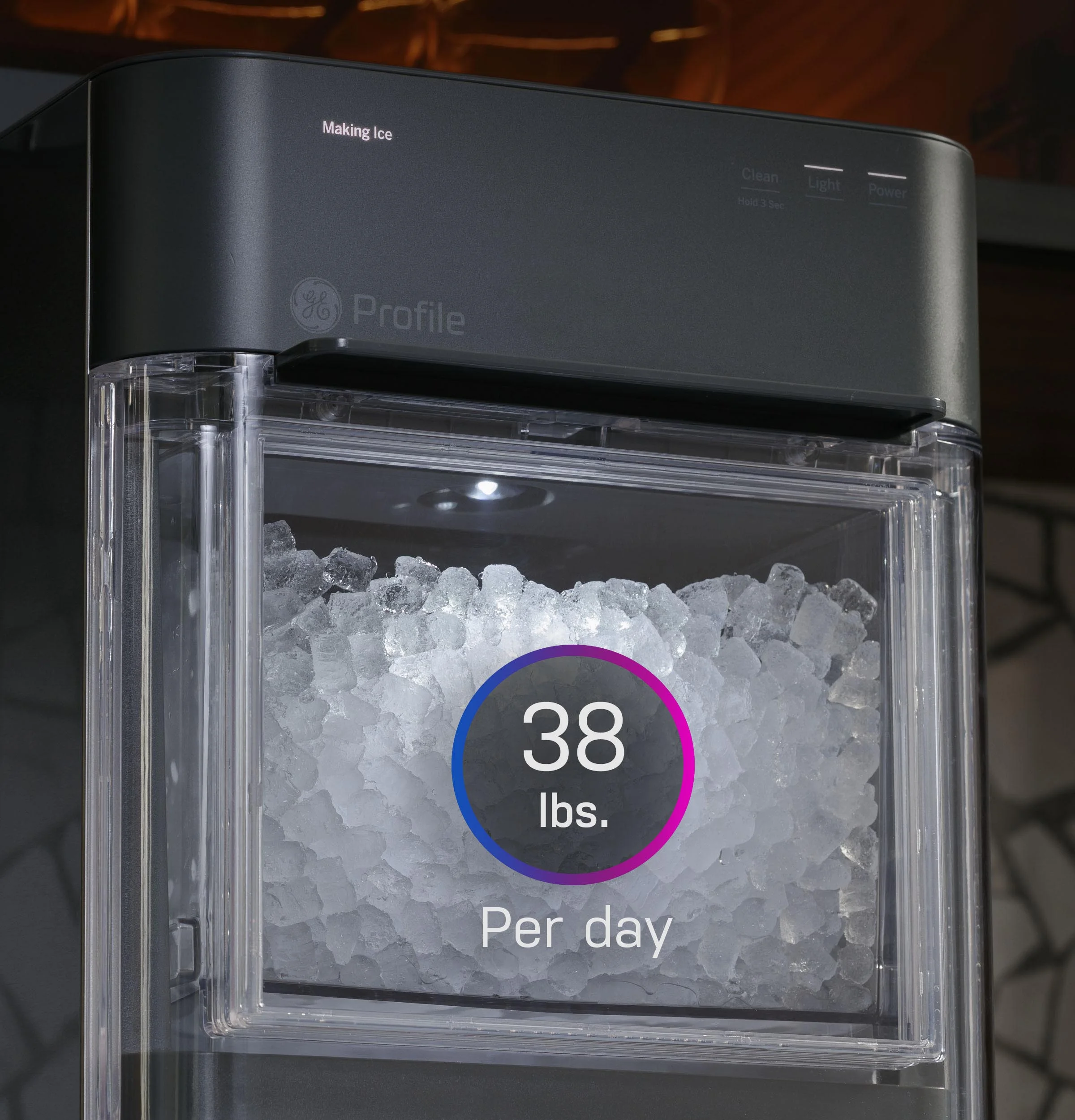 GE Appliances Opal 2.0 Countertop Nugget Ice Maker, 38 lb Maximum Output, Industrial