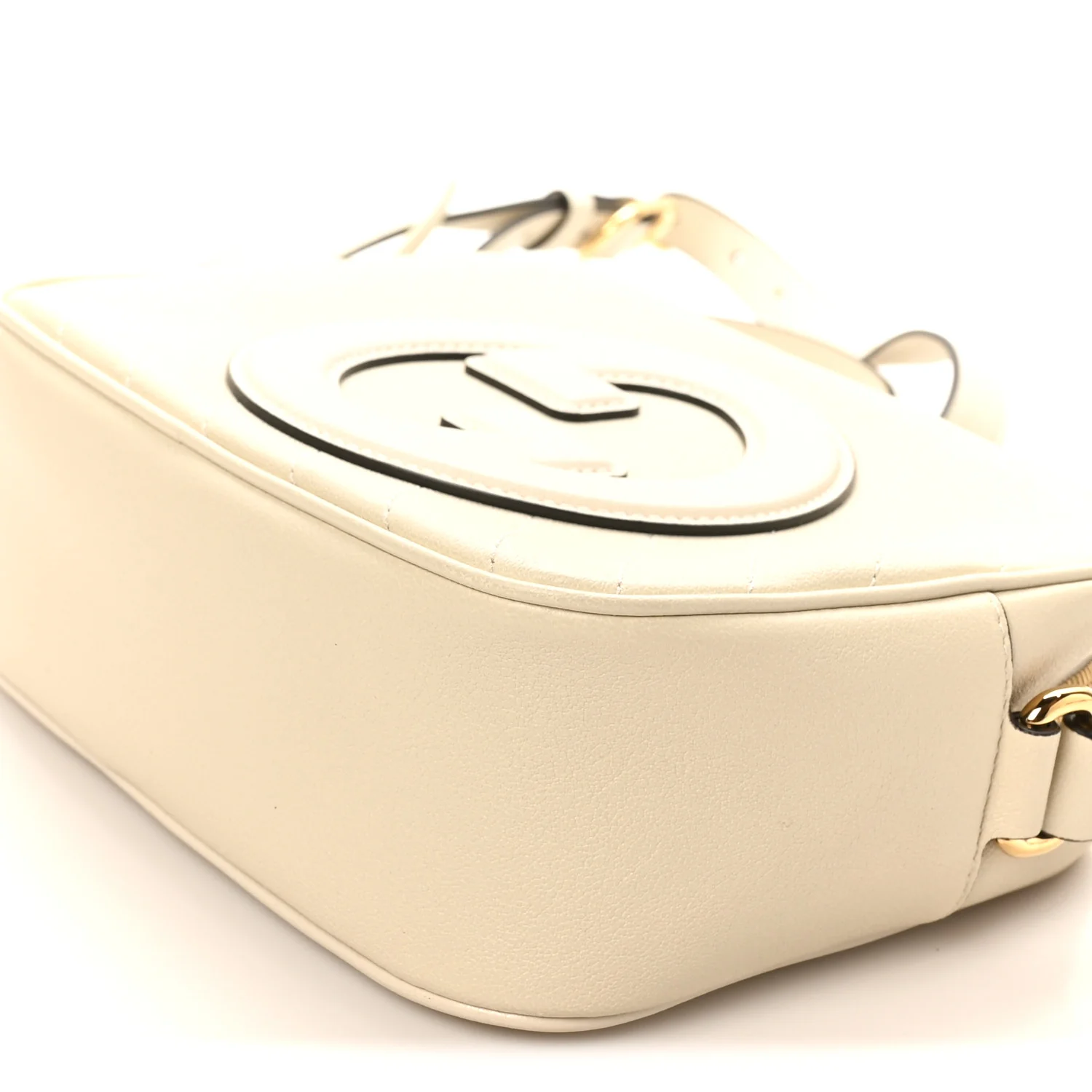 Sakai Be Green Calfskin Diagonal Stitched Small Blondie Shoulder Bag Mystic White