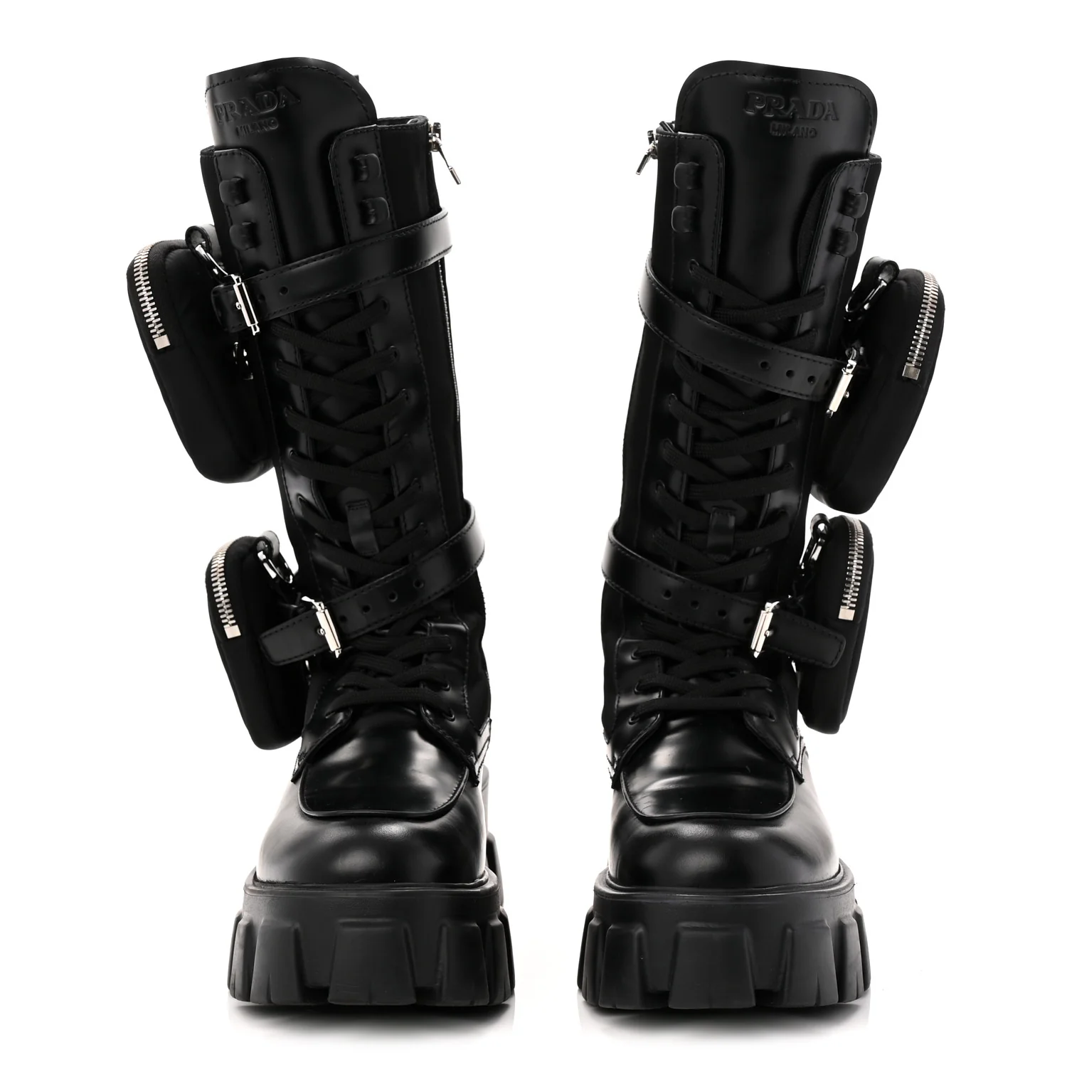 Spazzolato Rois Re-Nylon Metal Triangle Logo Monolith Pouch Pocket 55mm Tall Combat Boots 39 Black