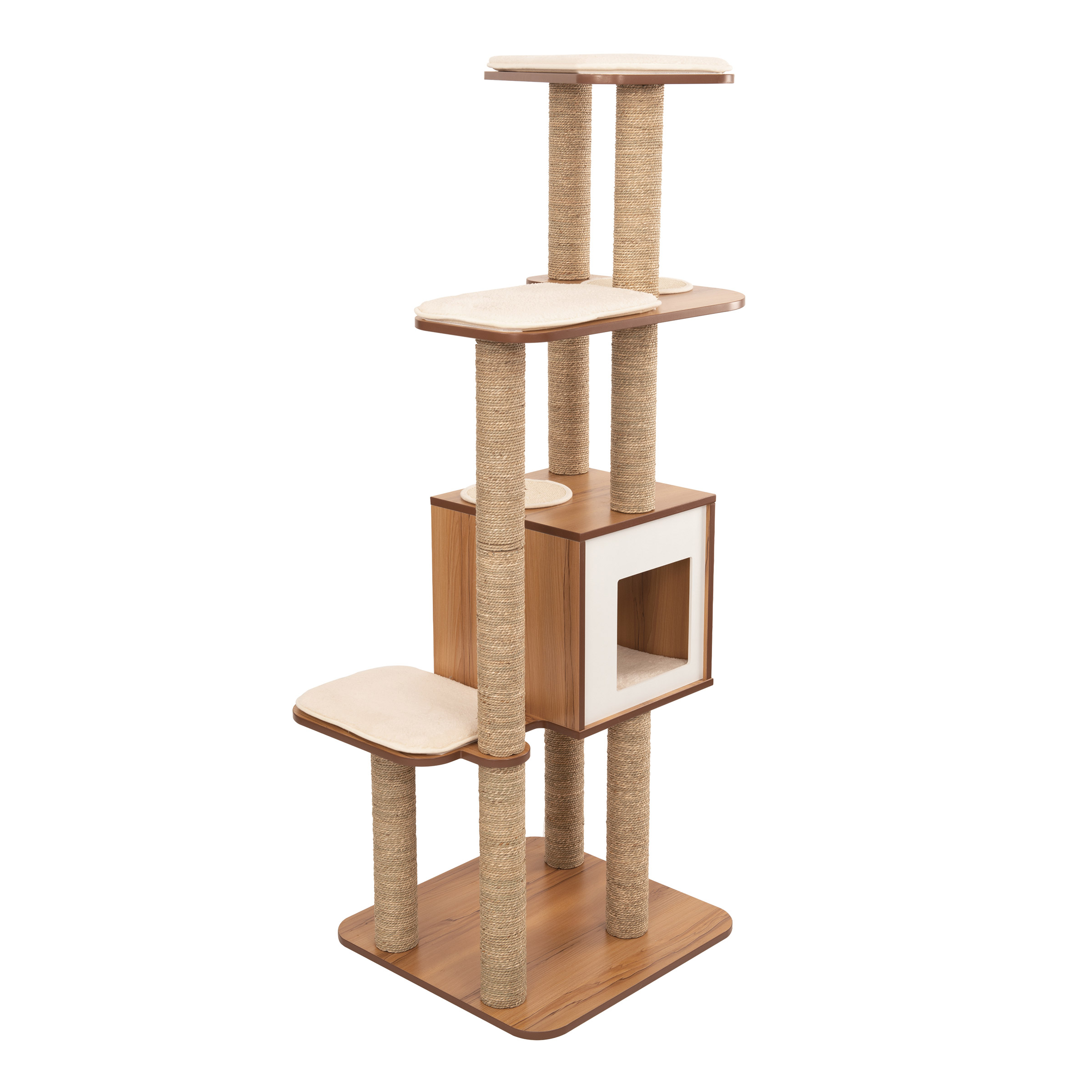 Catit Vesper High Base XL 62 in Cat Tree, 5 Levels and 1 Condo, Walnut