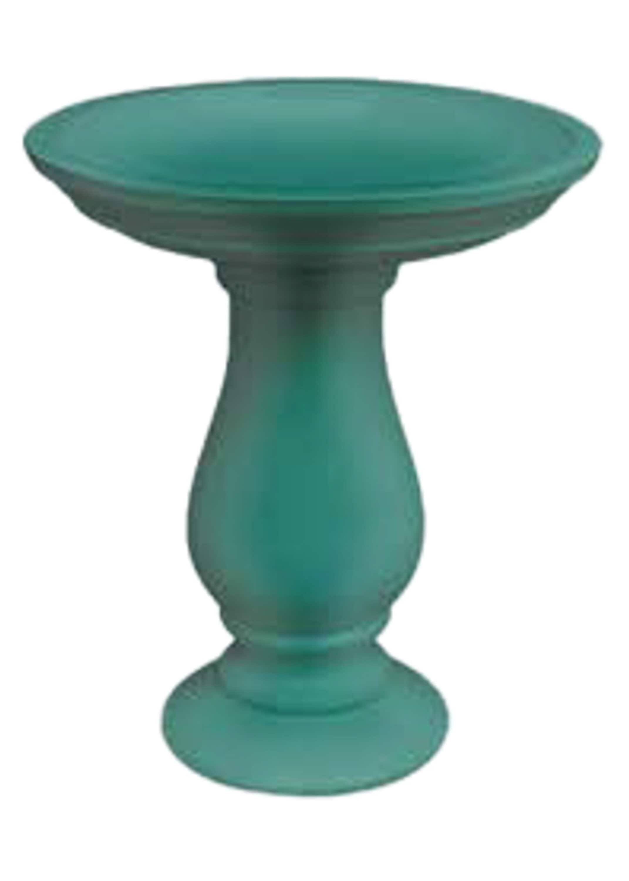 Allen + Roth Greenlake Ceramic Complete Birdbath - Blue - 21.25 in