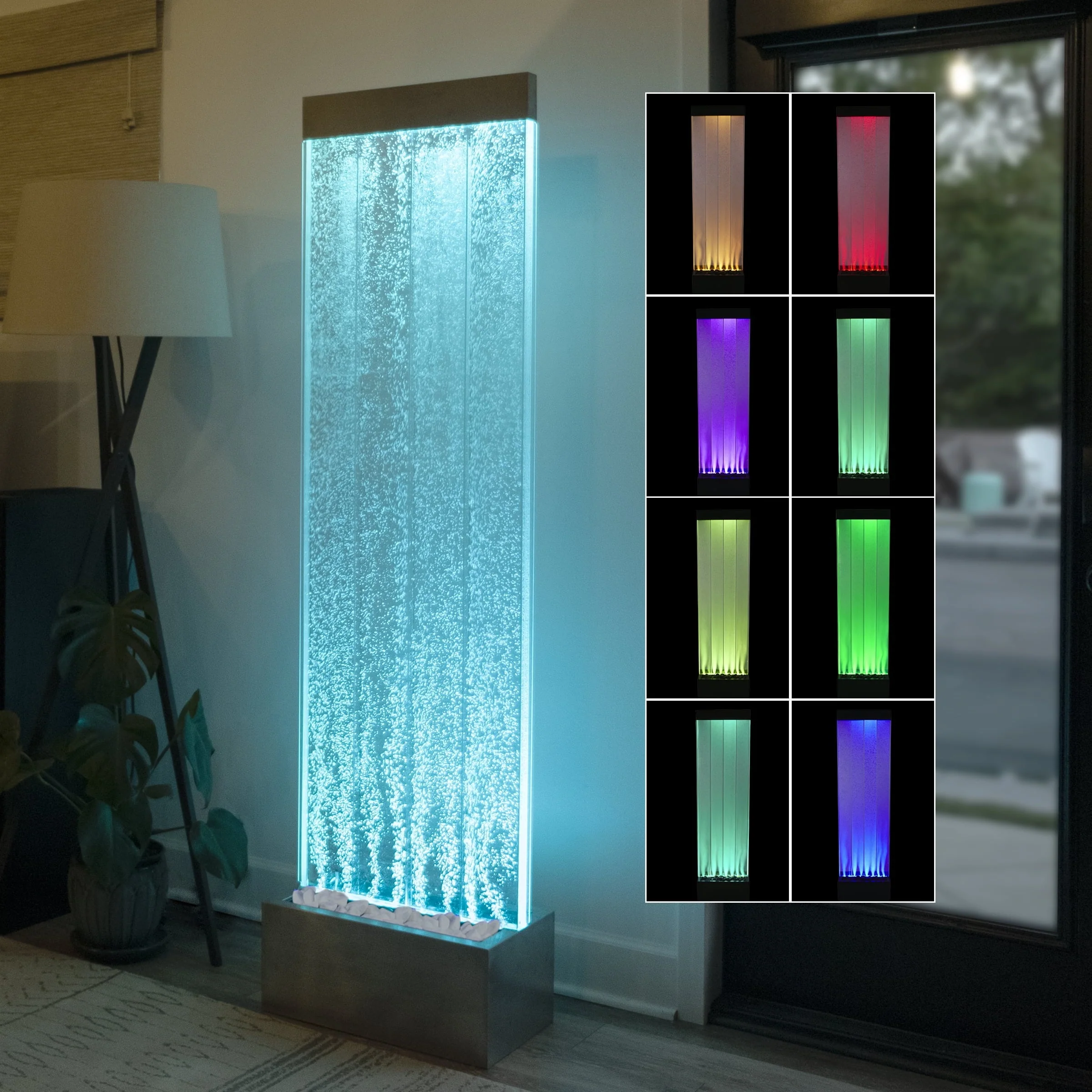 72"H Indoor Acrylic Bubble Wall Corded Electric Fountain(Black)