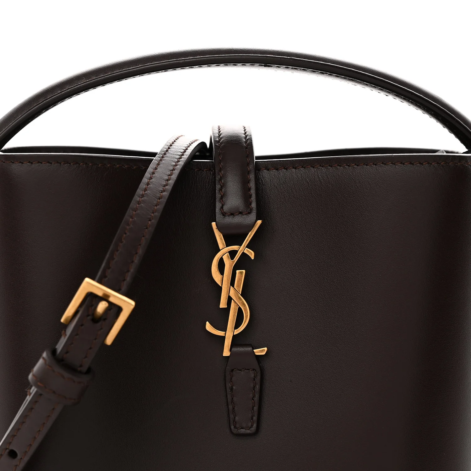 Shiny Calfskin Le 37 Mini Bucket Bag Dark Sweet Chocolate
