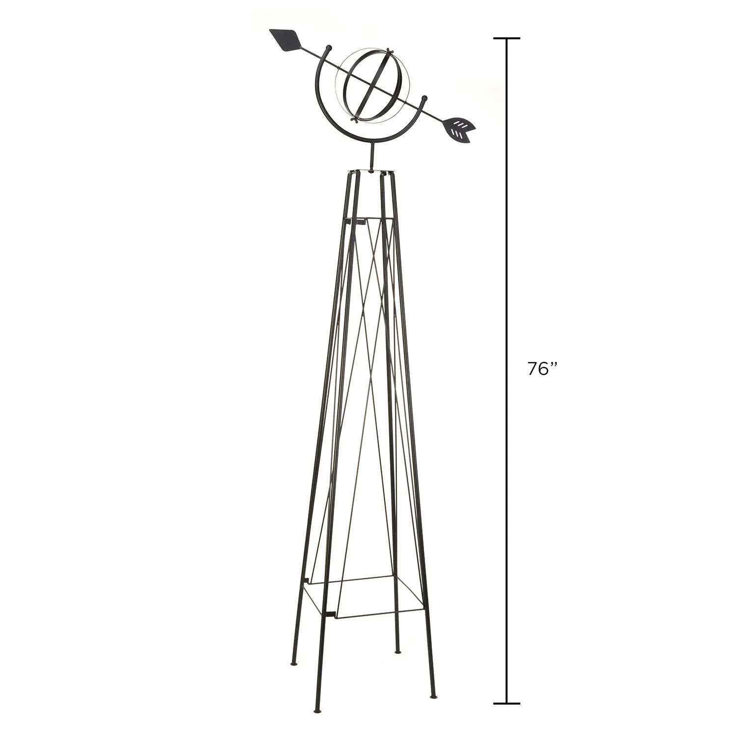 Panacea 86805 6 Ft Metal Garden Obelisk Trellis Sculpture with Armillary Topper