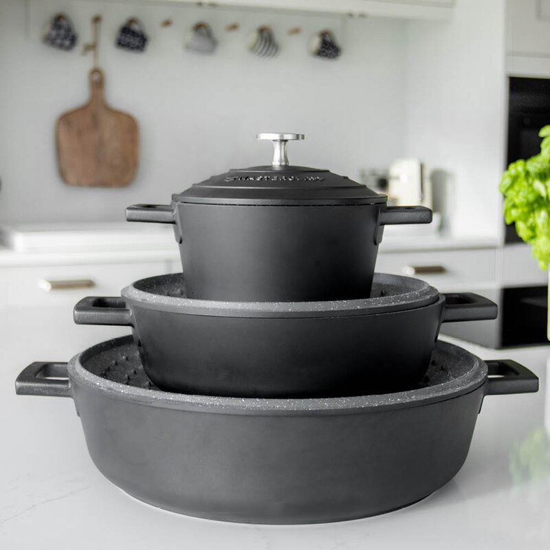 Cast Aluminium lav gryte 2,5L svart